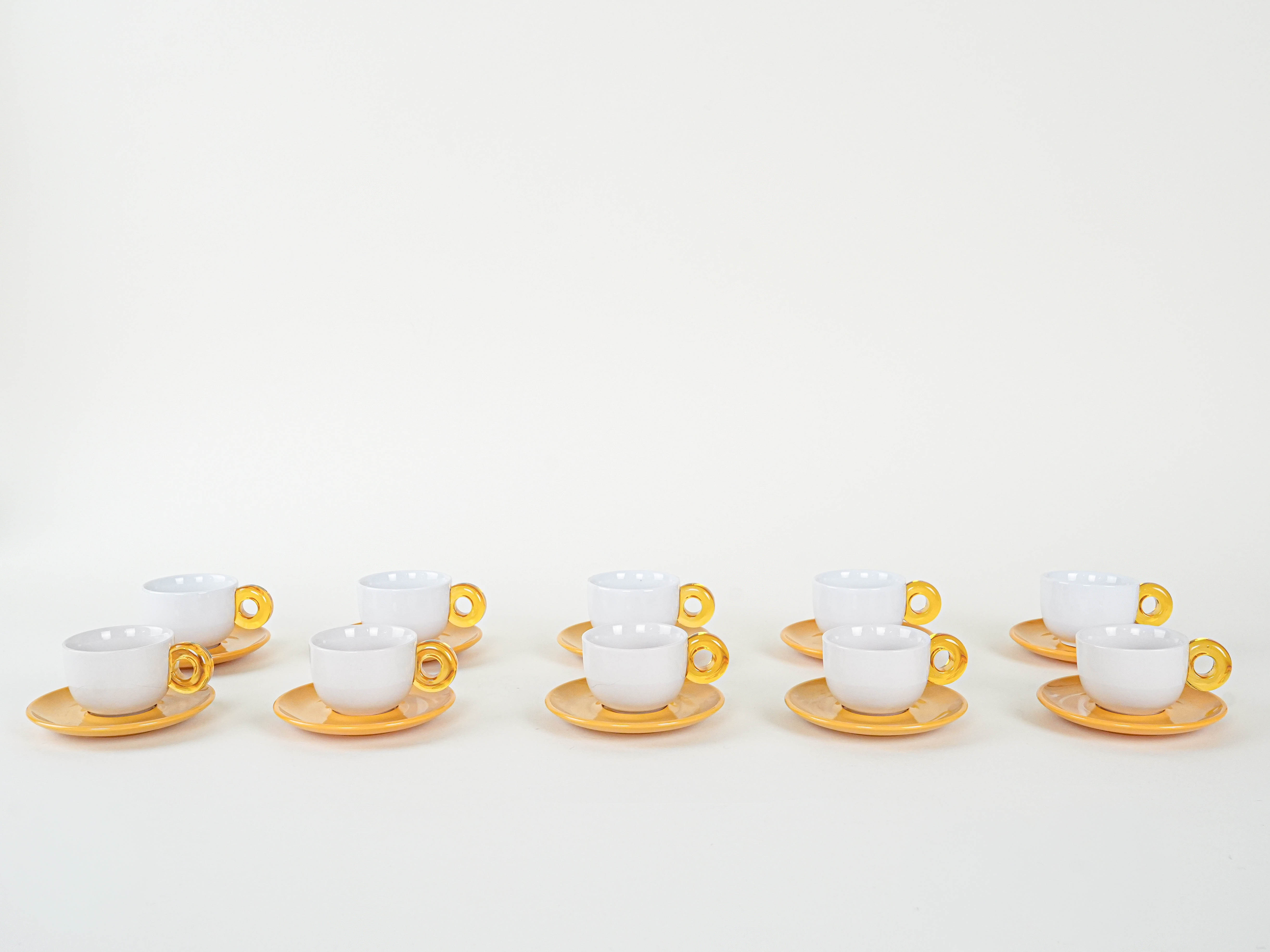 Porcelain cup set Gold White 1970s