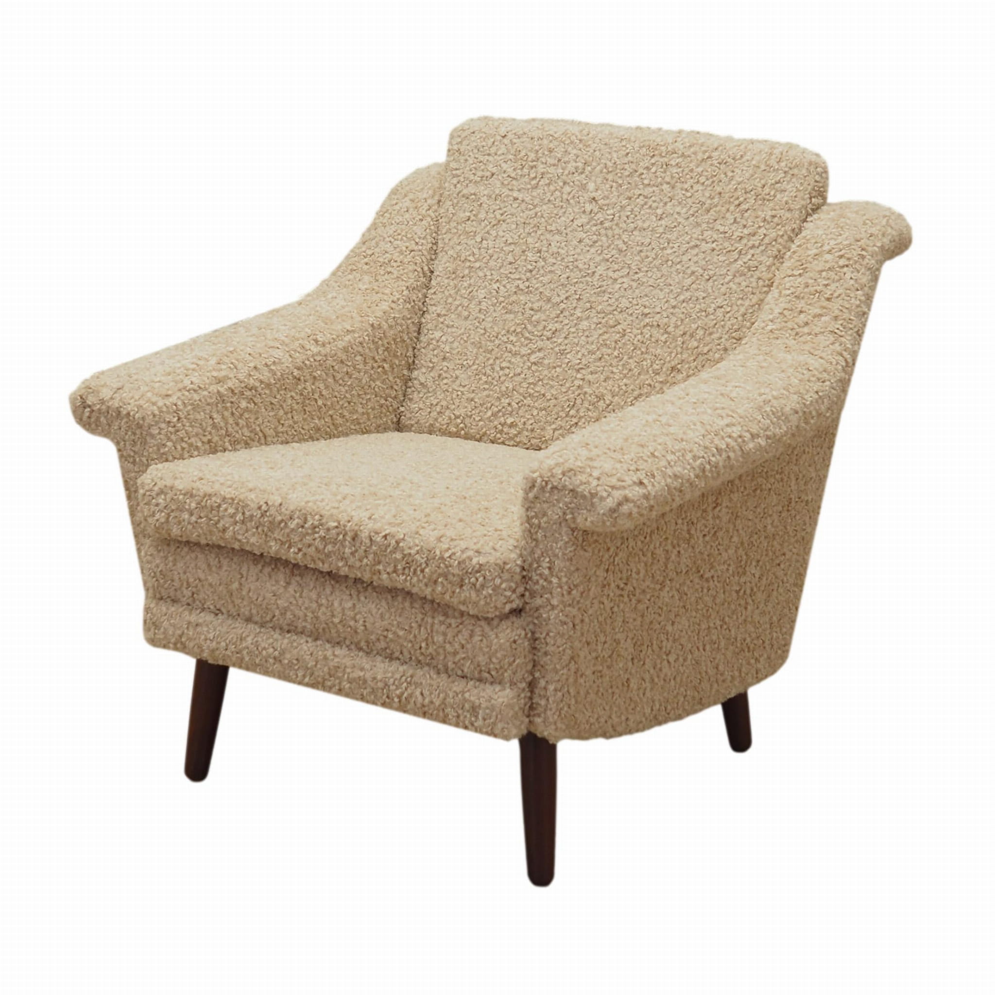 Poltrona Vintage Tessuto Legno Beige Anni '70