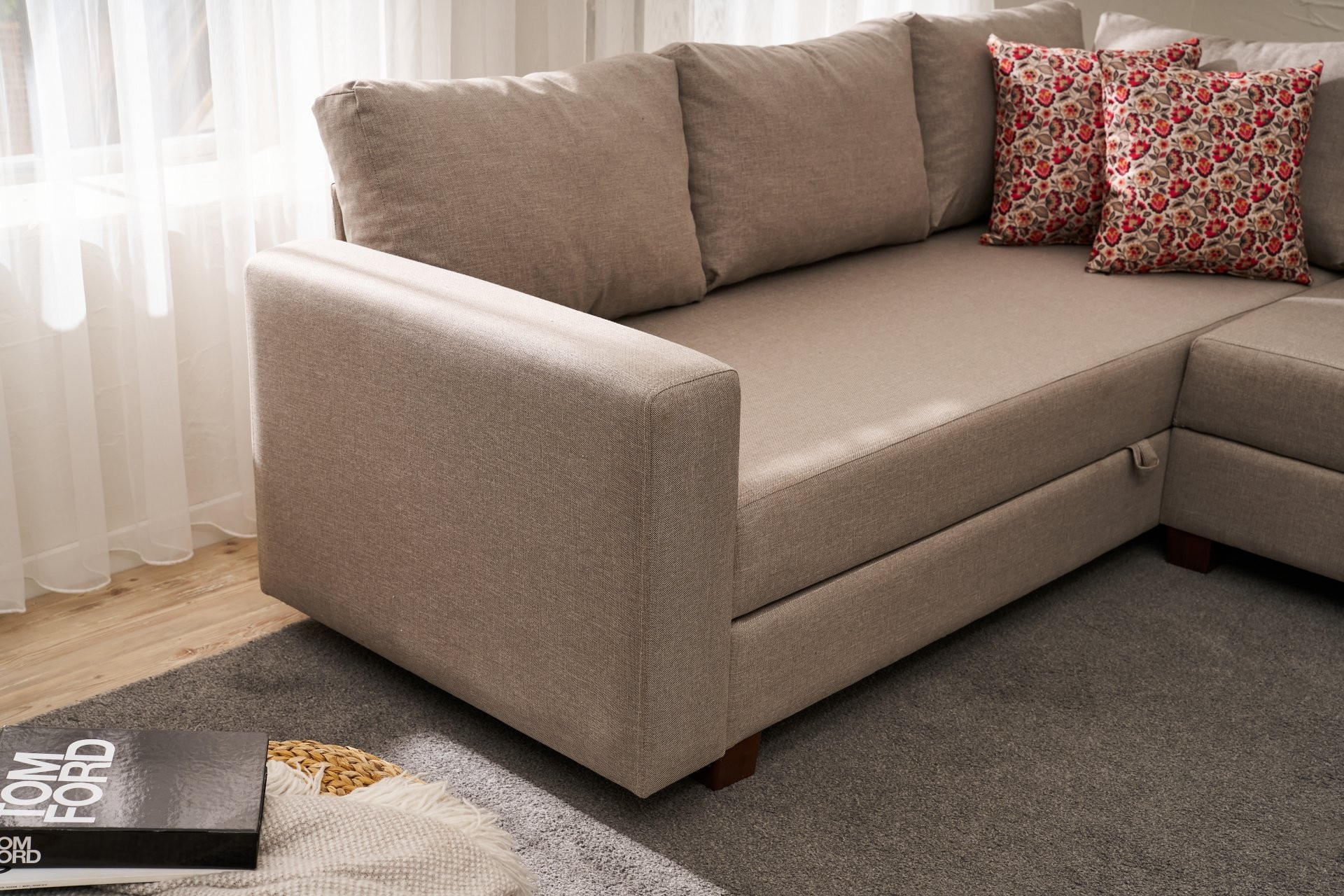 Aly Schlafsofa Récamiere Rechts Baumwolle Beige