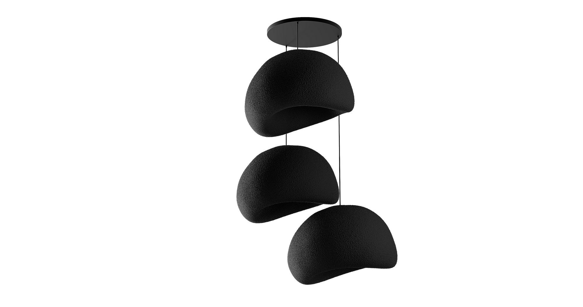 3-Flammig Wabi Sabi Nami Pendelleuchte Schwarz