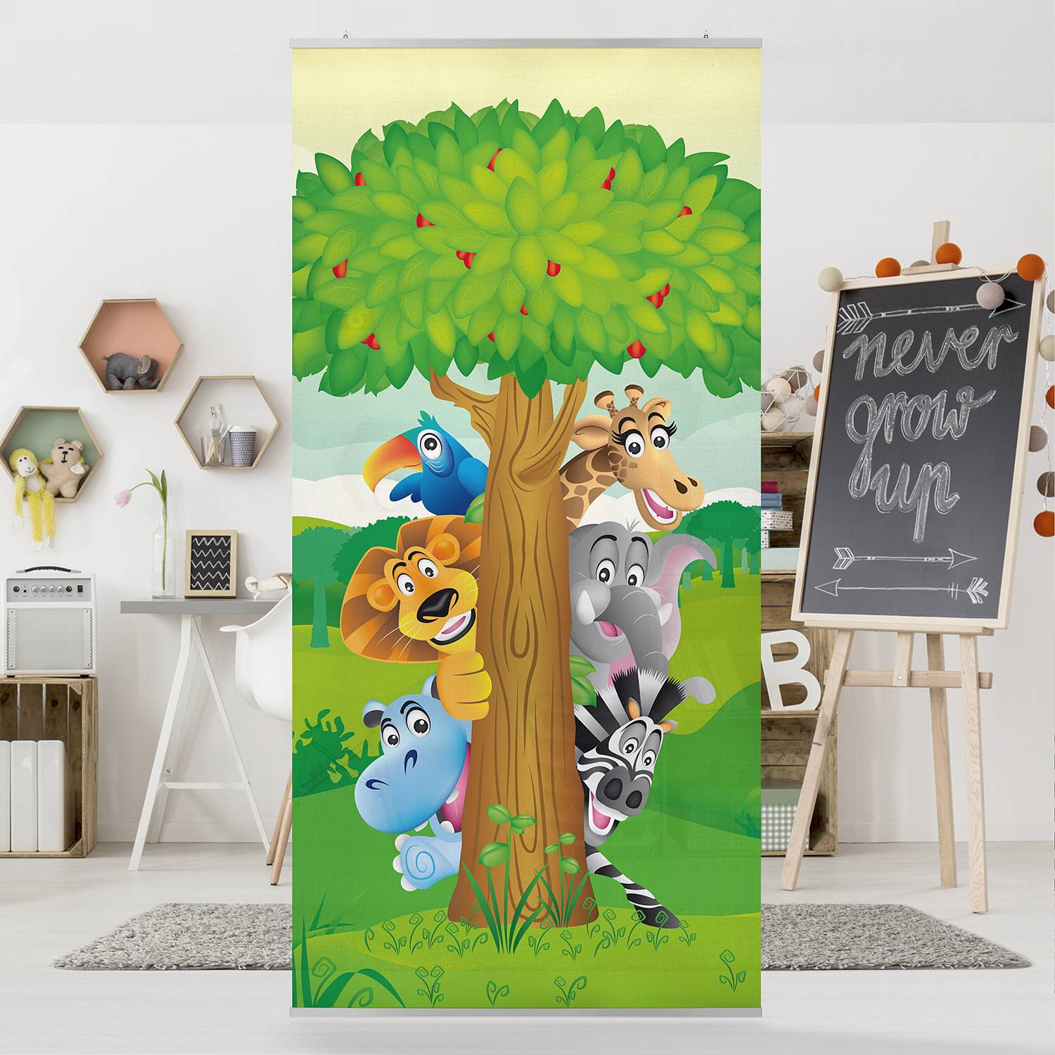 Raumteiler Dschungeltiere Mikrofaser / Polyester Mehrfarbig