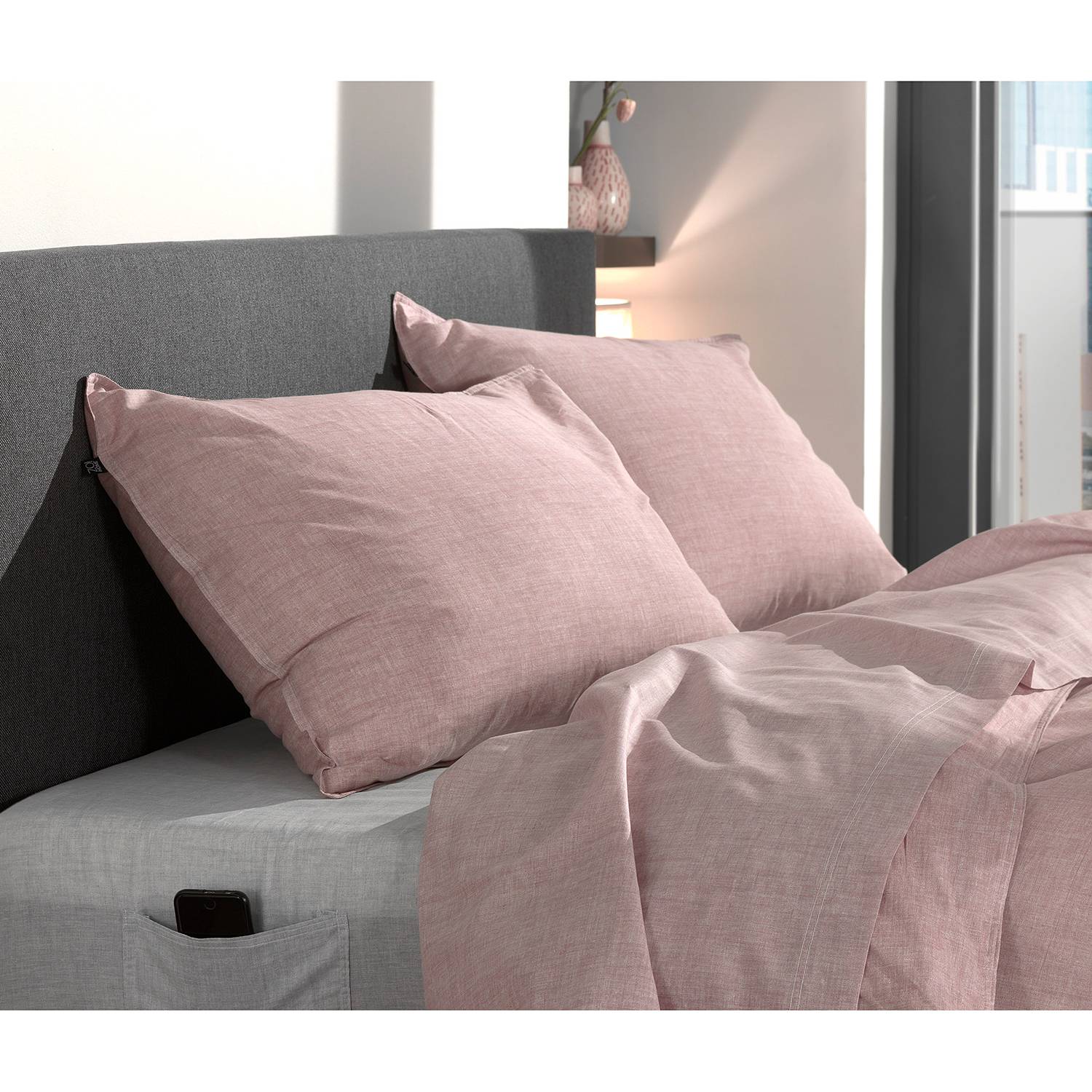 Lino I Kissenbezug Baumwolle Rosa