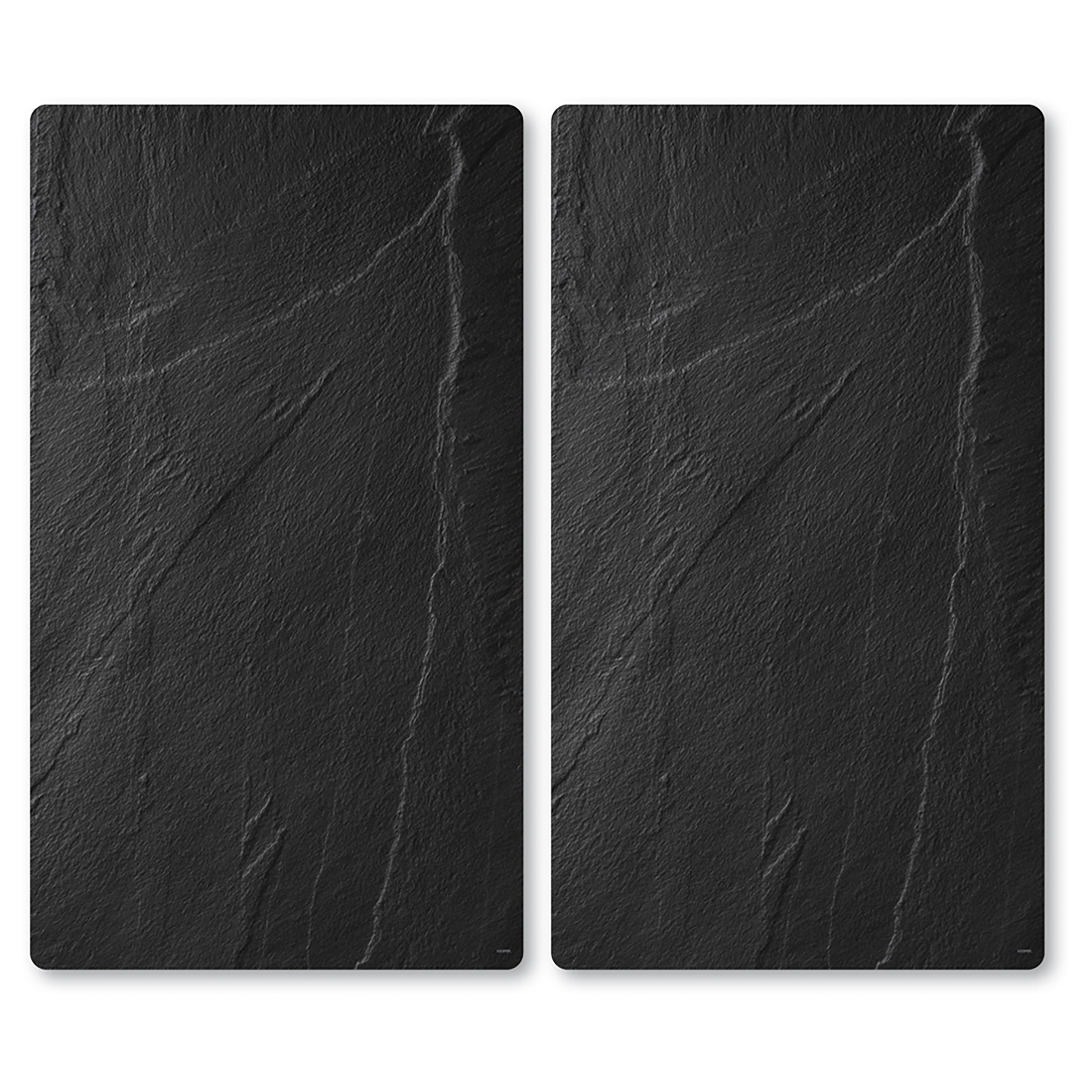 2x Schiefer Typ B Herdabdeckung-Set Sicherheitsglas Schwarz