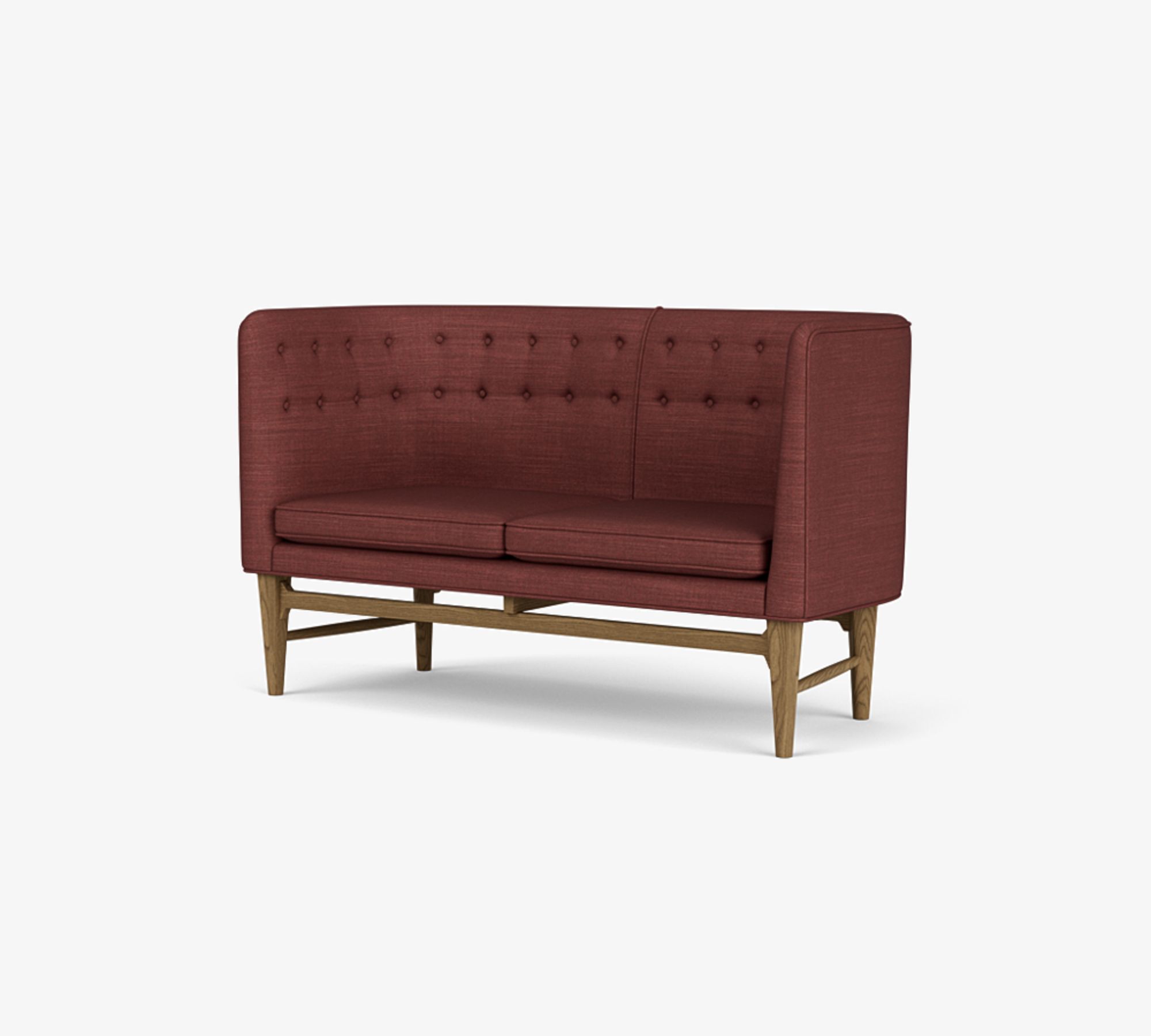 Mayor AJ6 Sofa Samt Walnussholz Blau