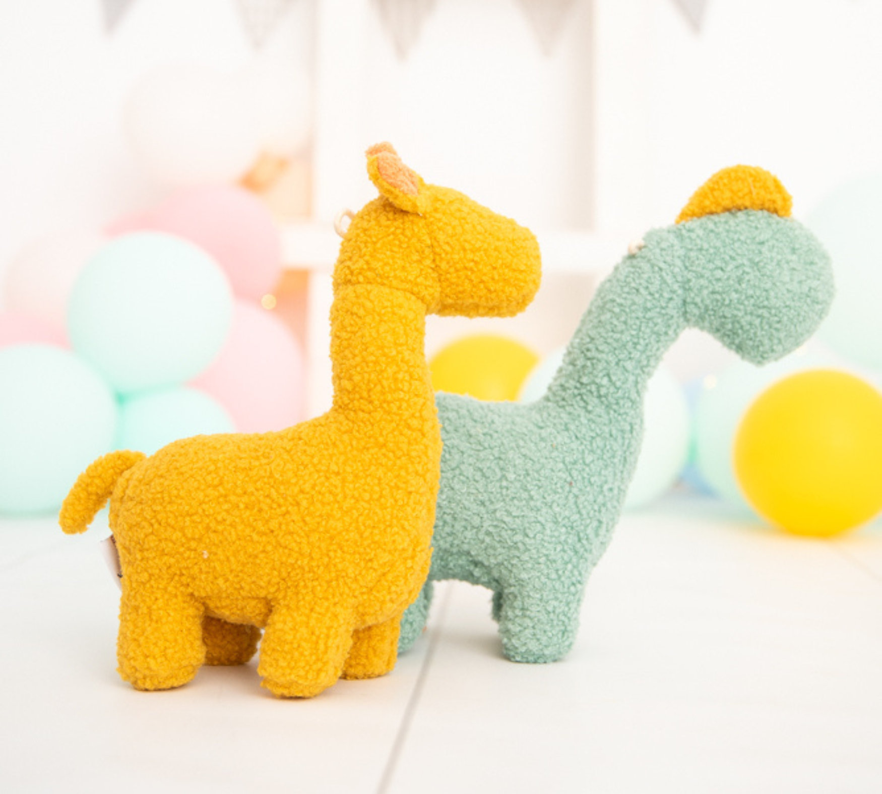 Baby Dinosaurier & Giraffe Plüschtier Baumwolle Gelb Grün