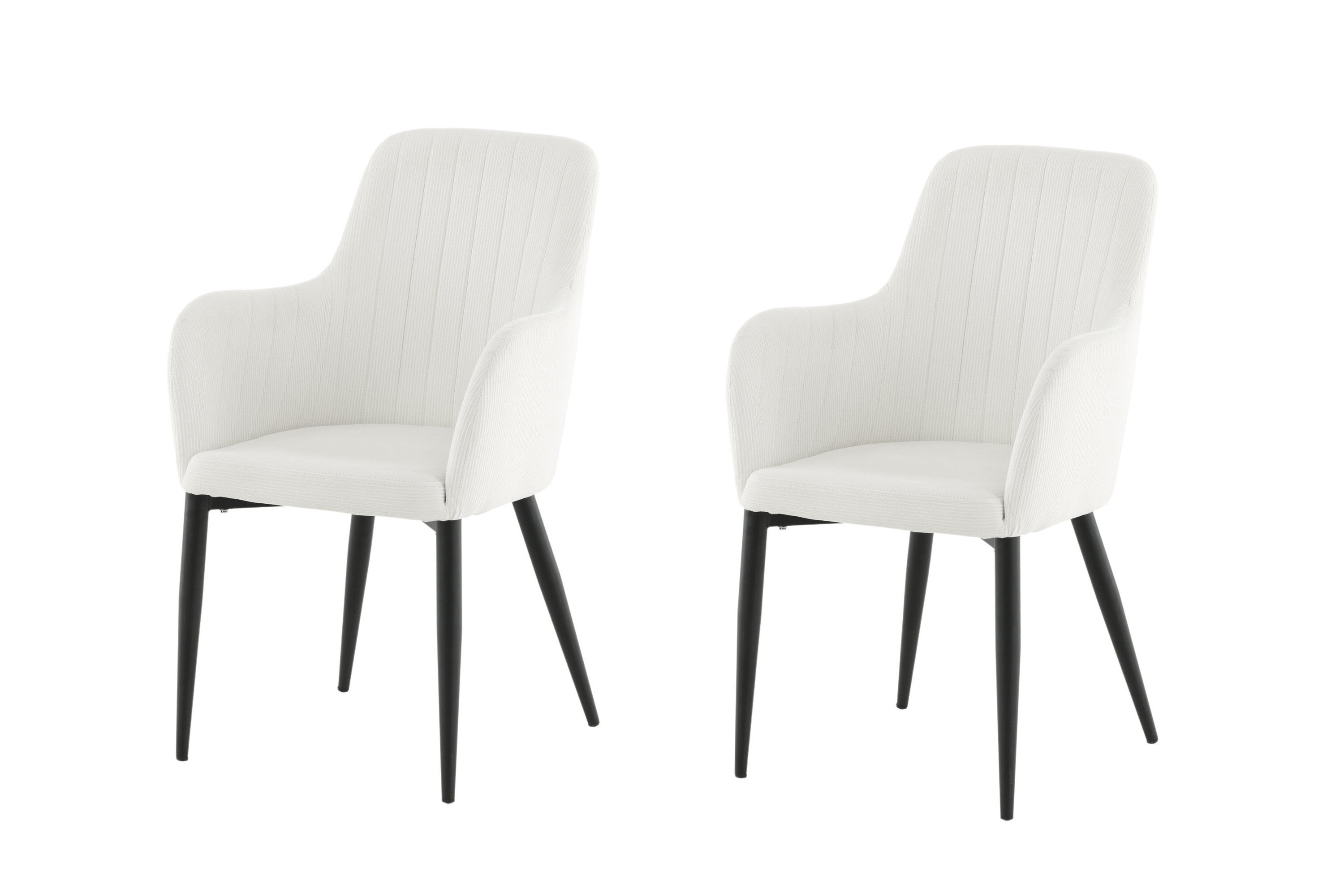 2x Comfort Esszimmerstuhl-Set Samt Schwarz Weiß