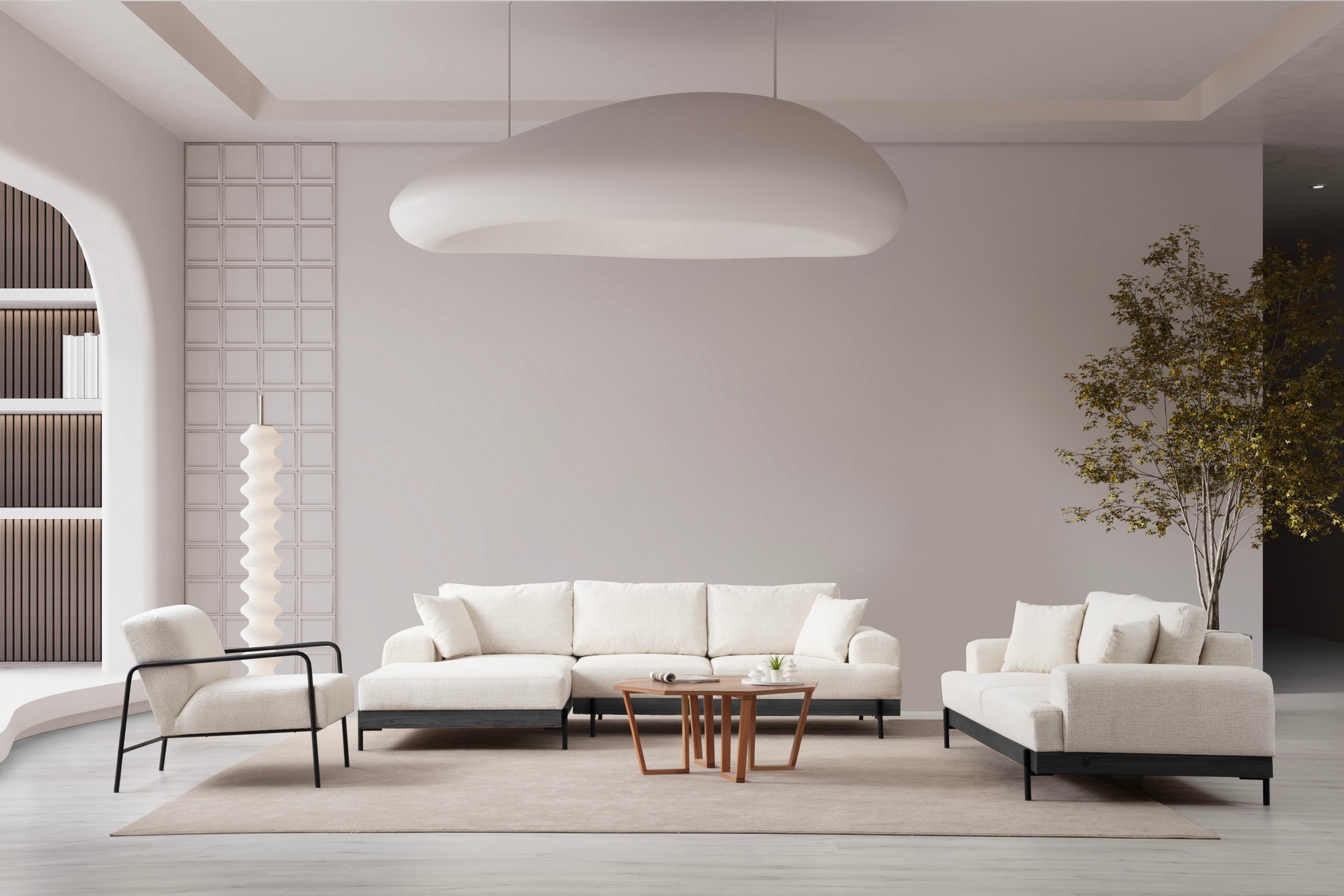 Eti Black Corner Sofa Left White