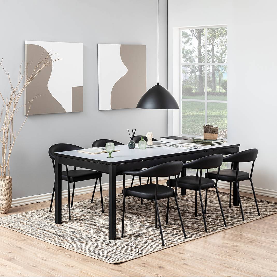 2x Armlehnenstuhl Otava Kunstleder Eisen Schwarz