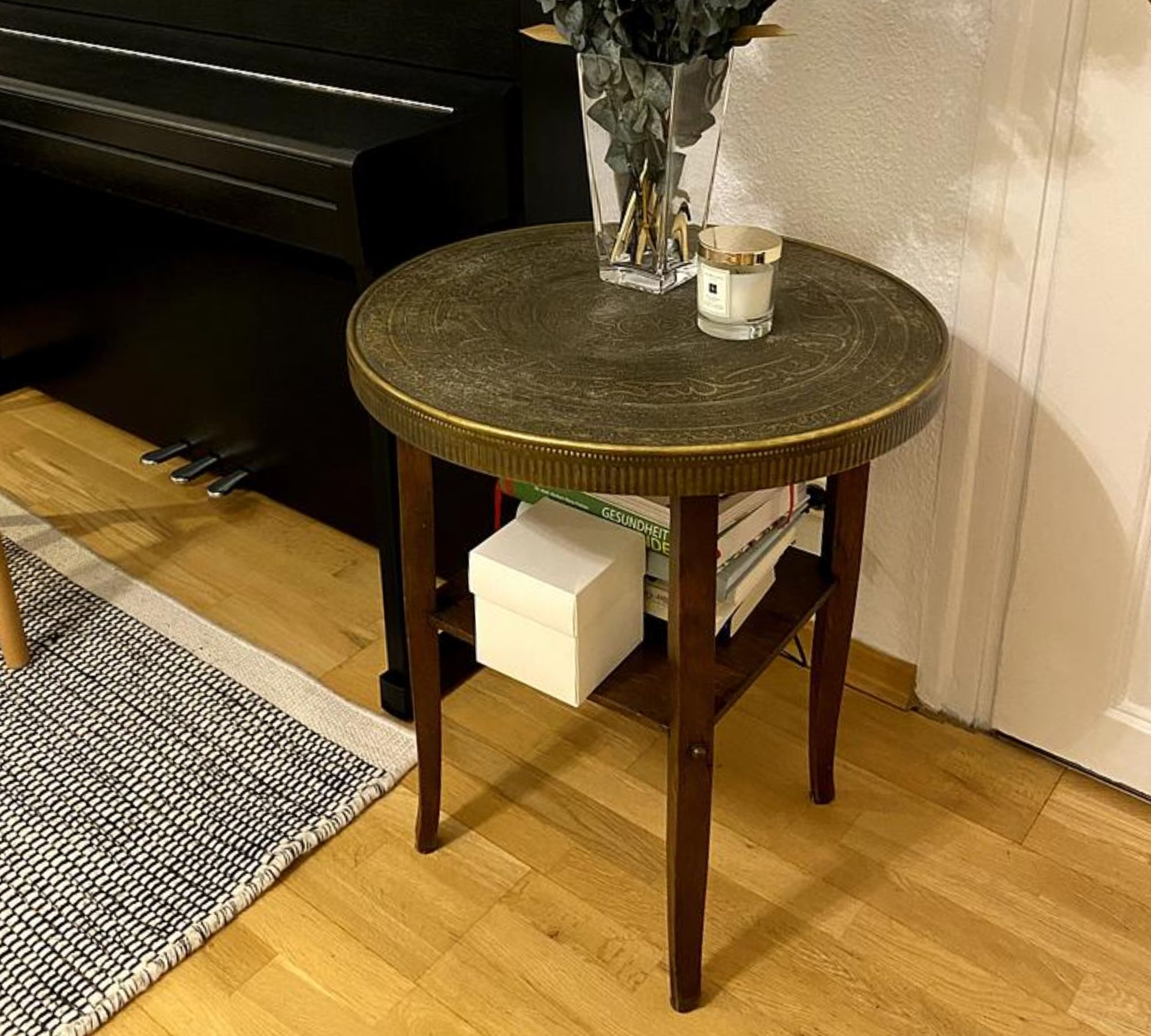 Vintage Beistelltisch Holz Messing 1920er Jahre