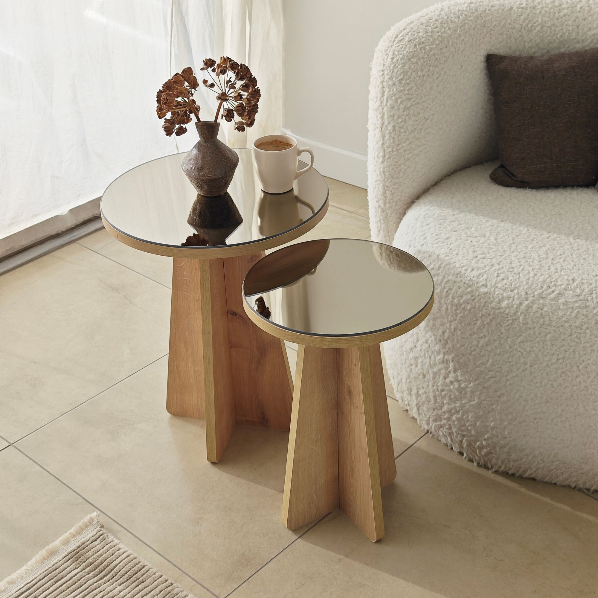 Luna 2 Set di 2 tavolini laterali effetto Rovere Zaffiro