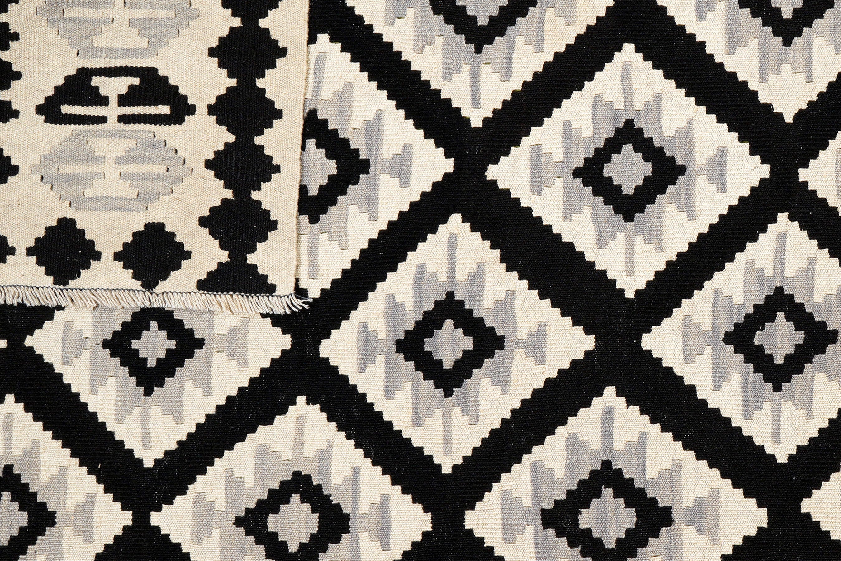 Kilim Gashgai Teppich Schwarz Beige