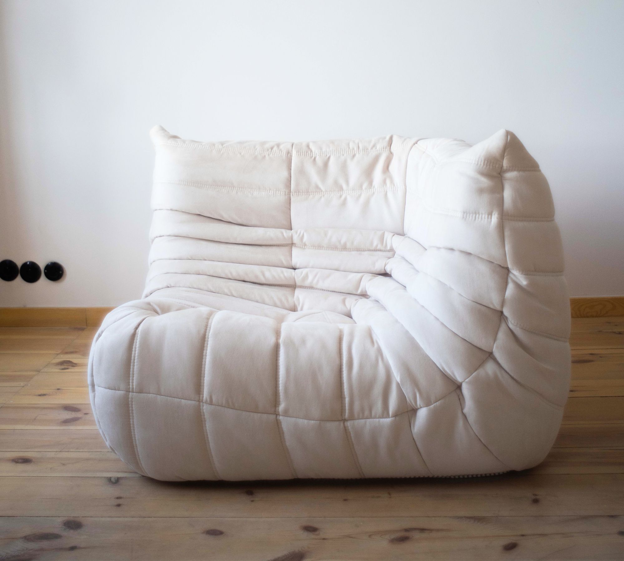 Togo Corner Sofa Faux Leather Light Beige