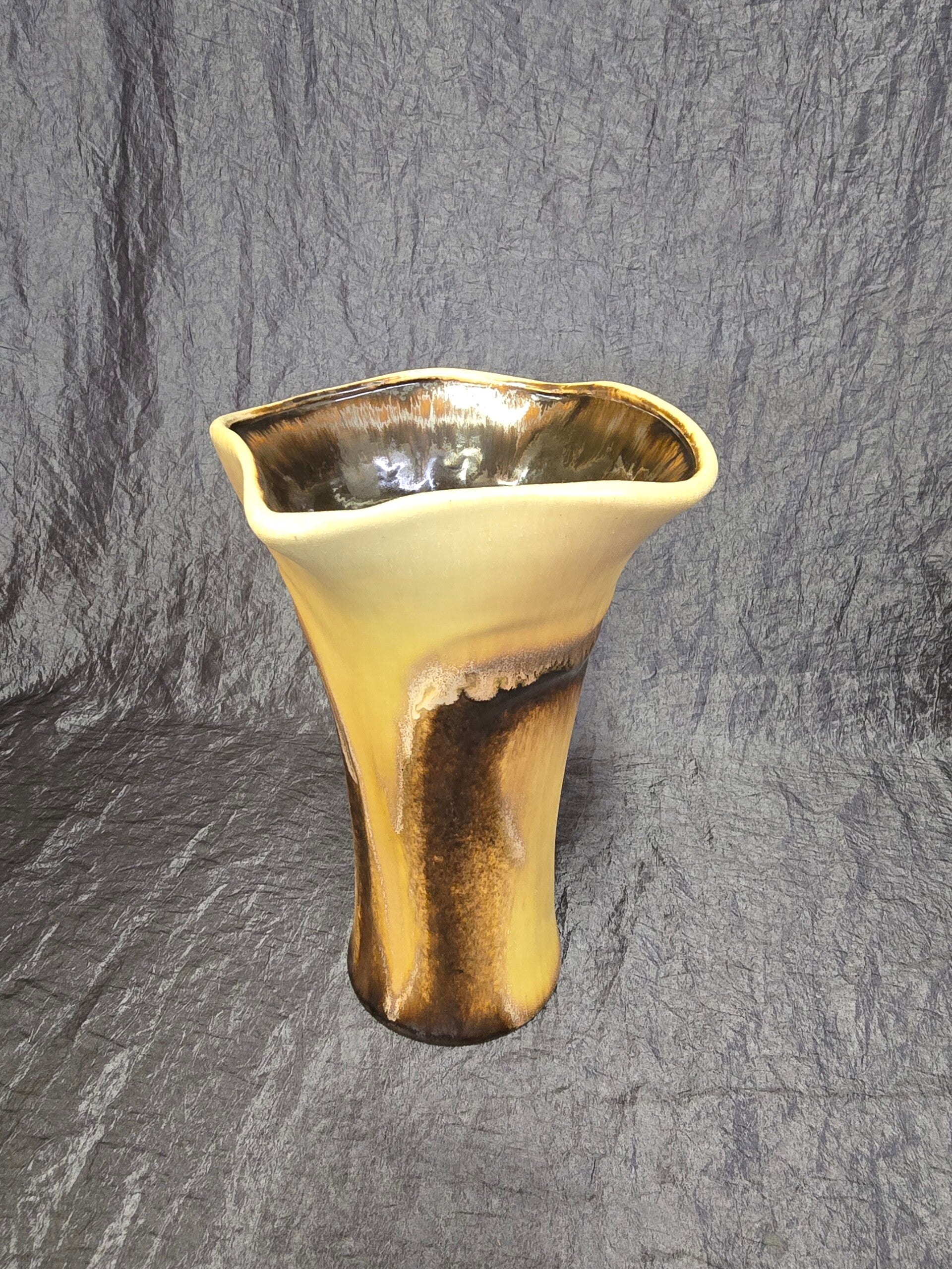 Vintage Vase Keramik Braun Creme