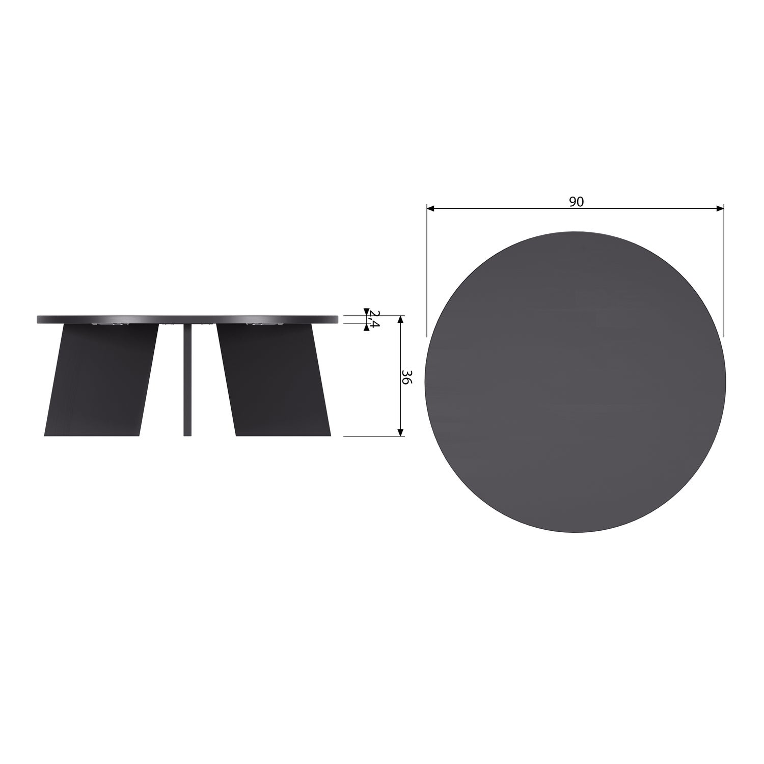 Fries Couchtisch Eichenholz Schwarz Ø 90cm