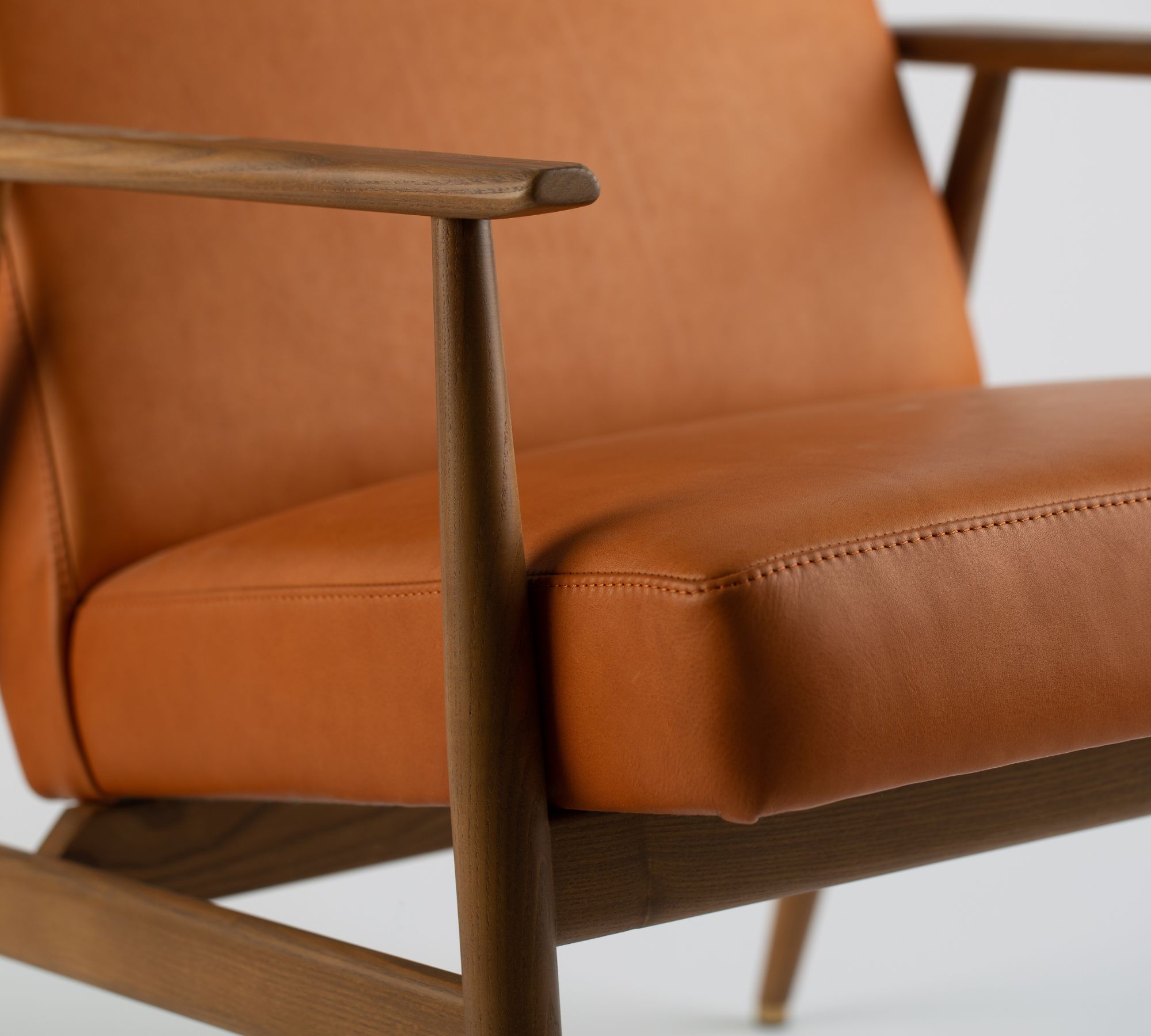 Fox Sessel Holz Leder Beige