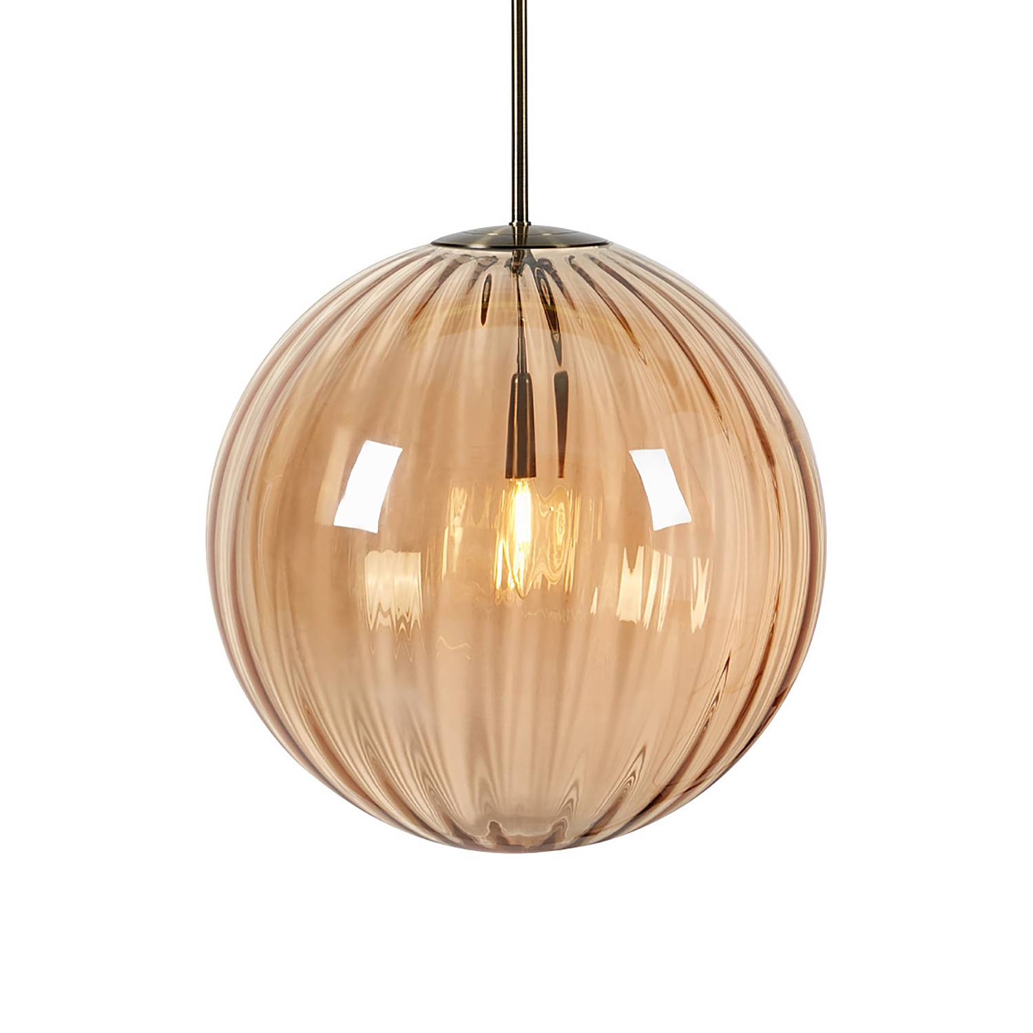 Pendelleuchte Fengari Eisen Farbglas Messing