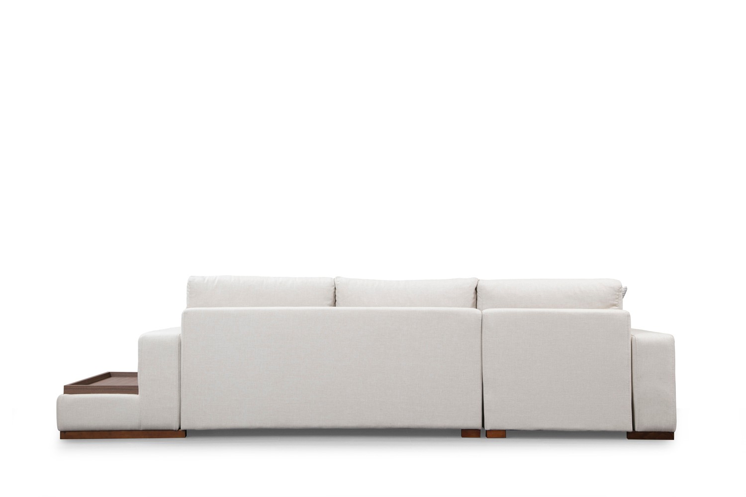 Modernes Sofa Récamiere Links Creme mit Tisch