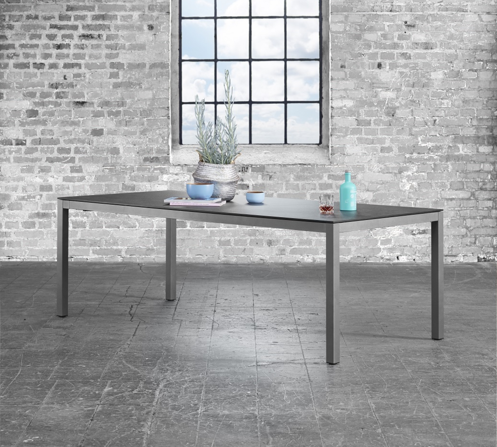 Soft Tisch Aluminium HPL-Platte Anthrazit 160 x 100 cm