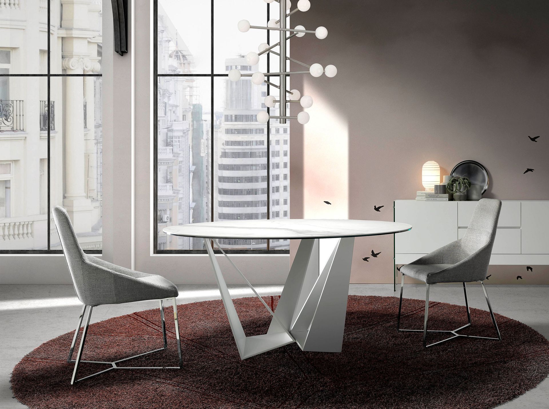 Dining chair stainless steel gray