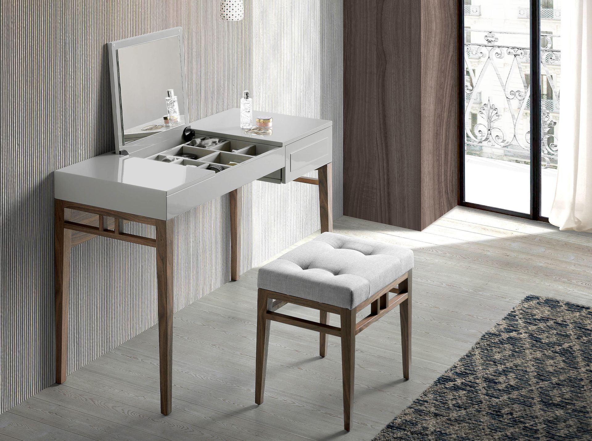 Dressing table Walnut wood Grey