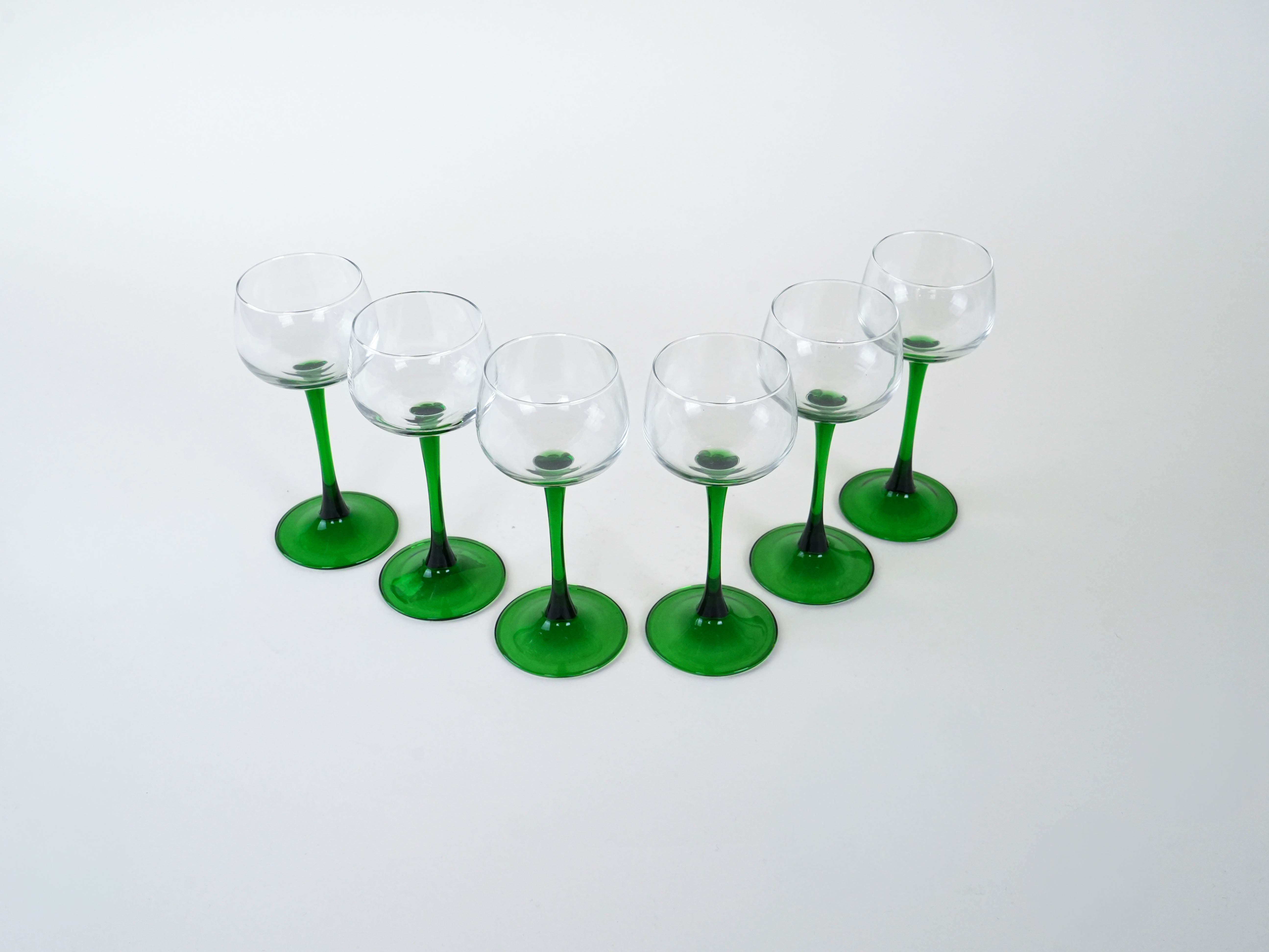 Wine glasses set Green 1970s