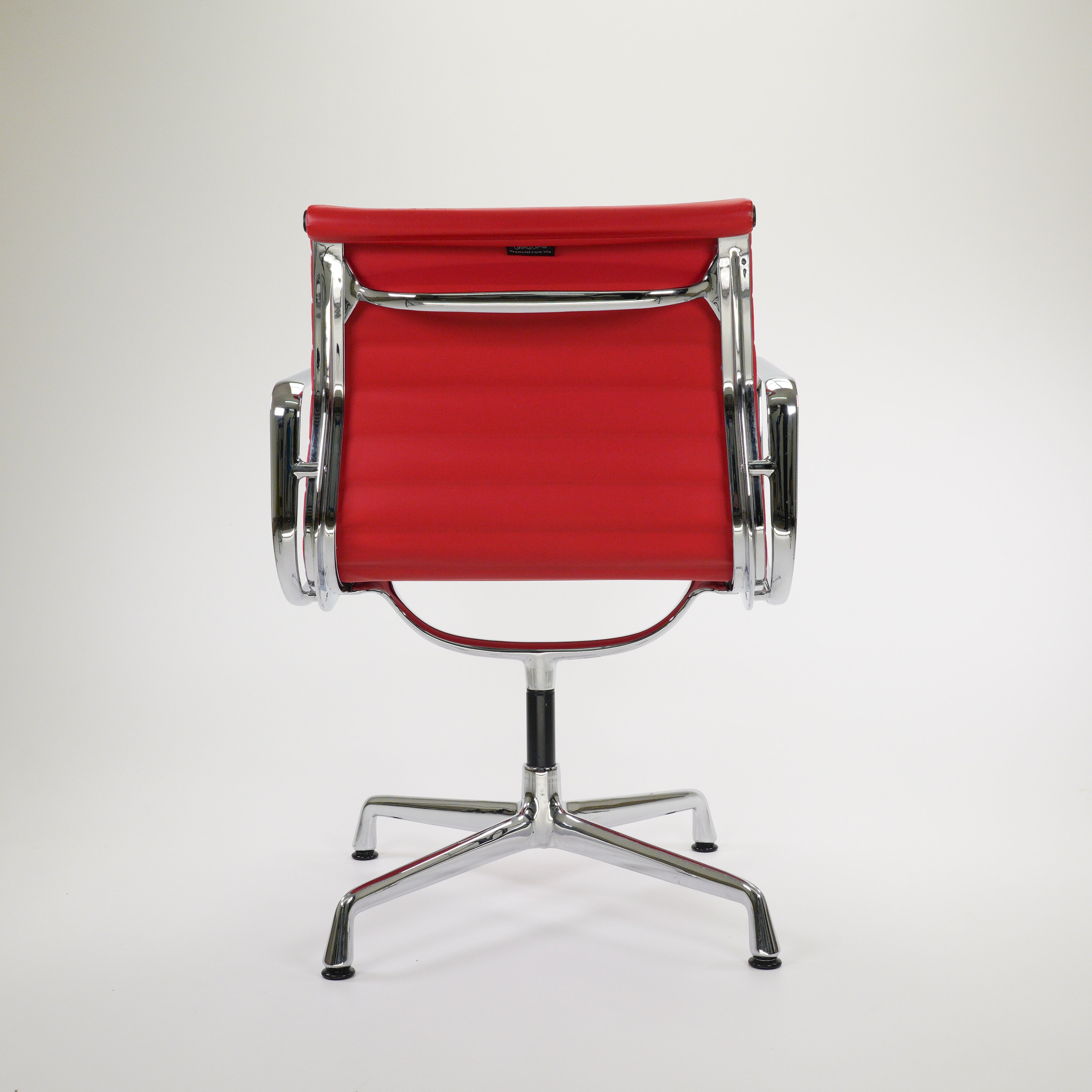 Eames EA 108 Stuhl Chrom Leder Rot