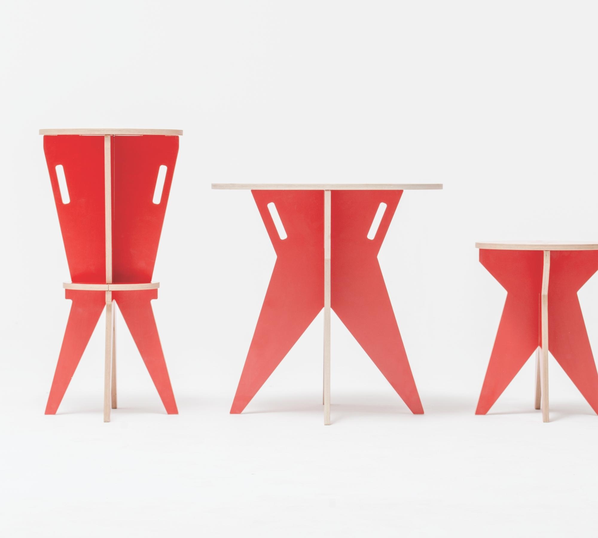 Hocker aus Handarbeit ST Stool Rot