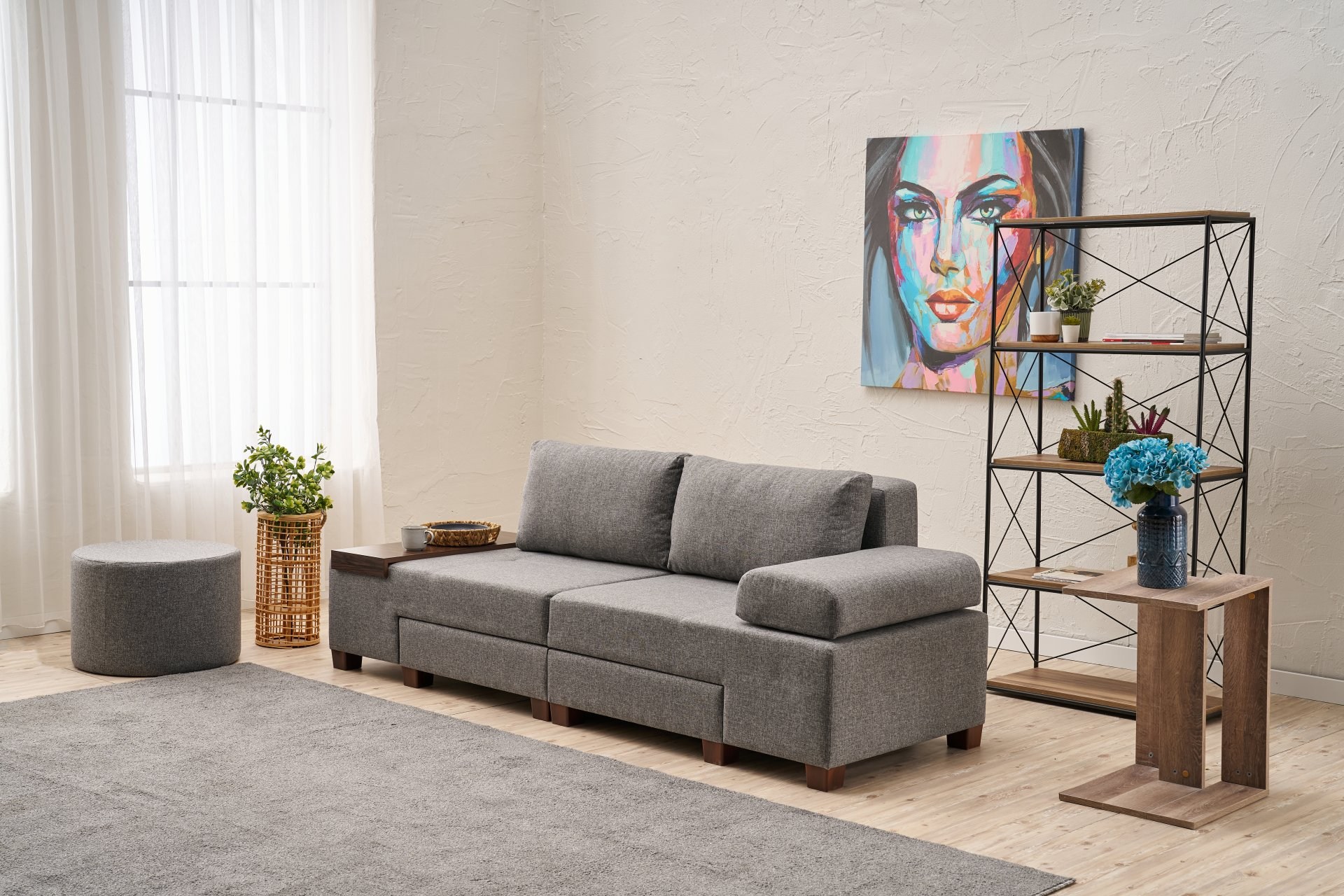 Perenna Sofa 3-Sitzer Leinen Grau