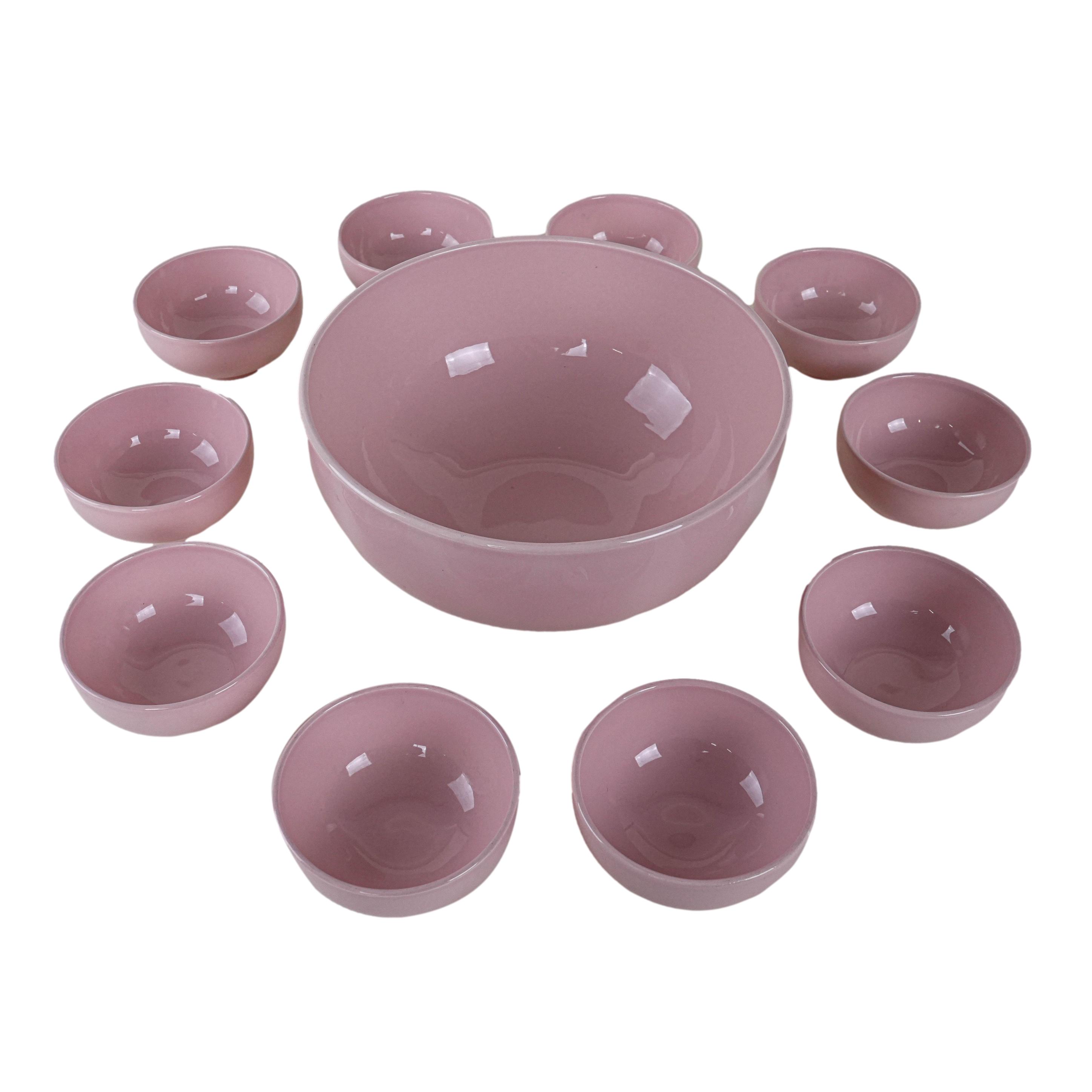 Set di ciotole in ceramica rosa anni '980