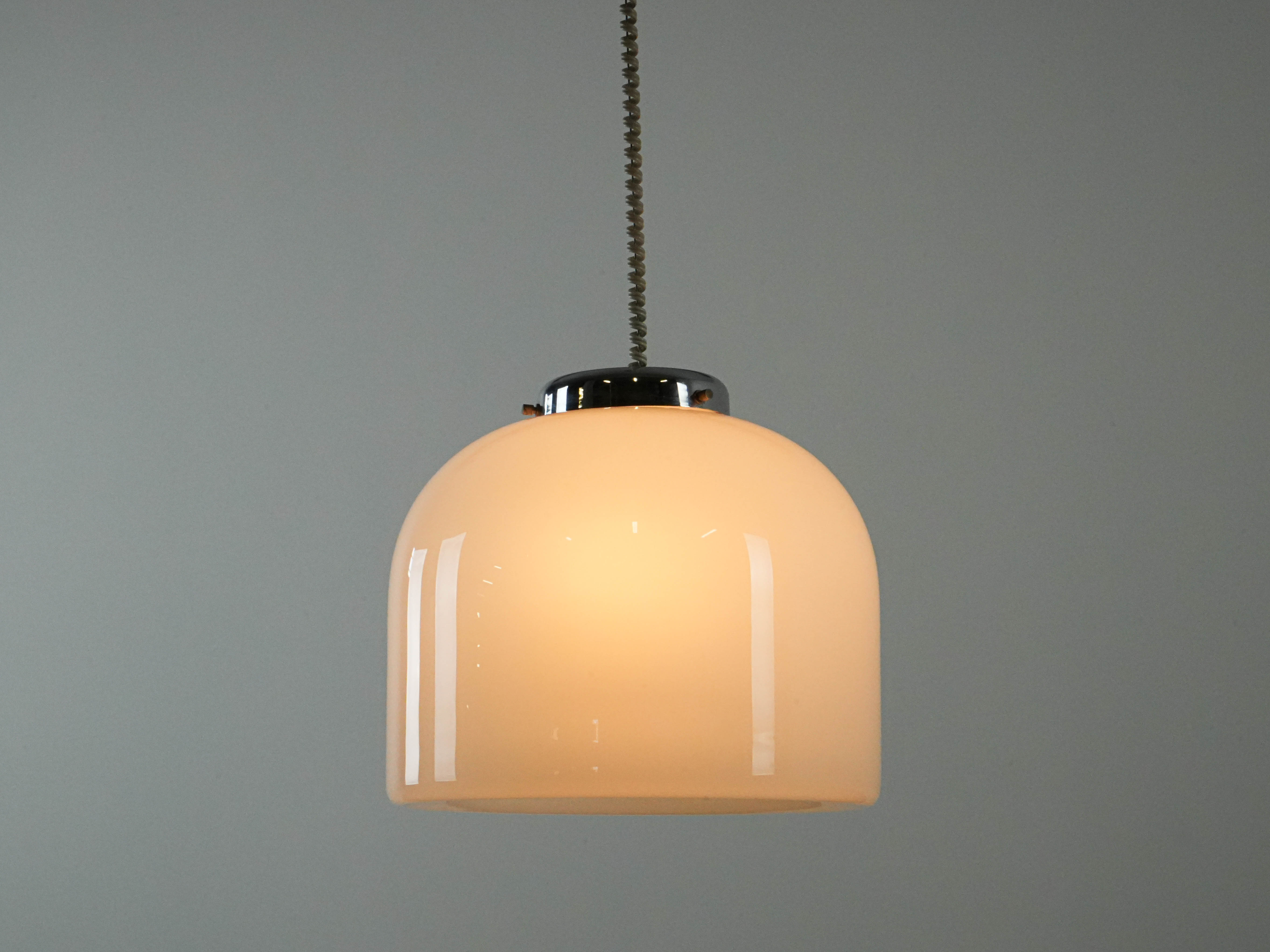 Hängelampe Glas Metall 1970er Jahre