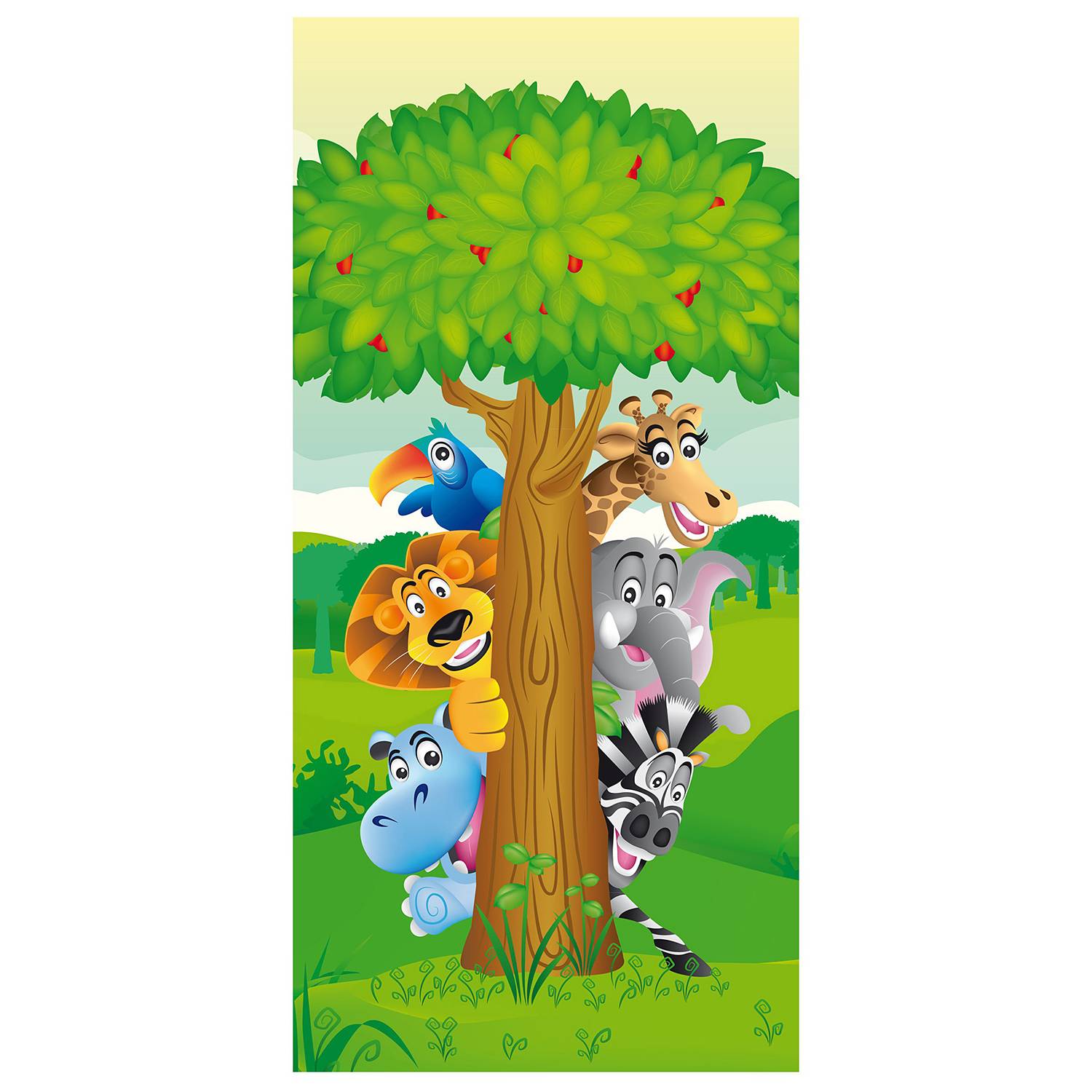 Raumteiler Dschungeltiere Mikrofaser / Polyester Mehrfarbig