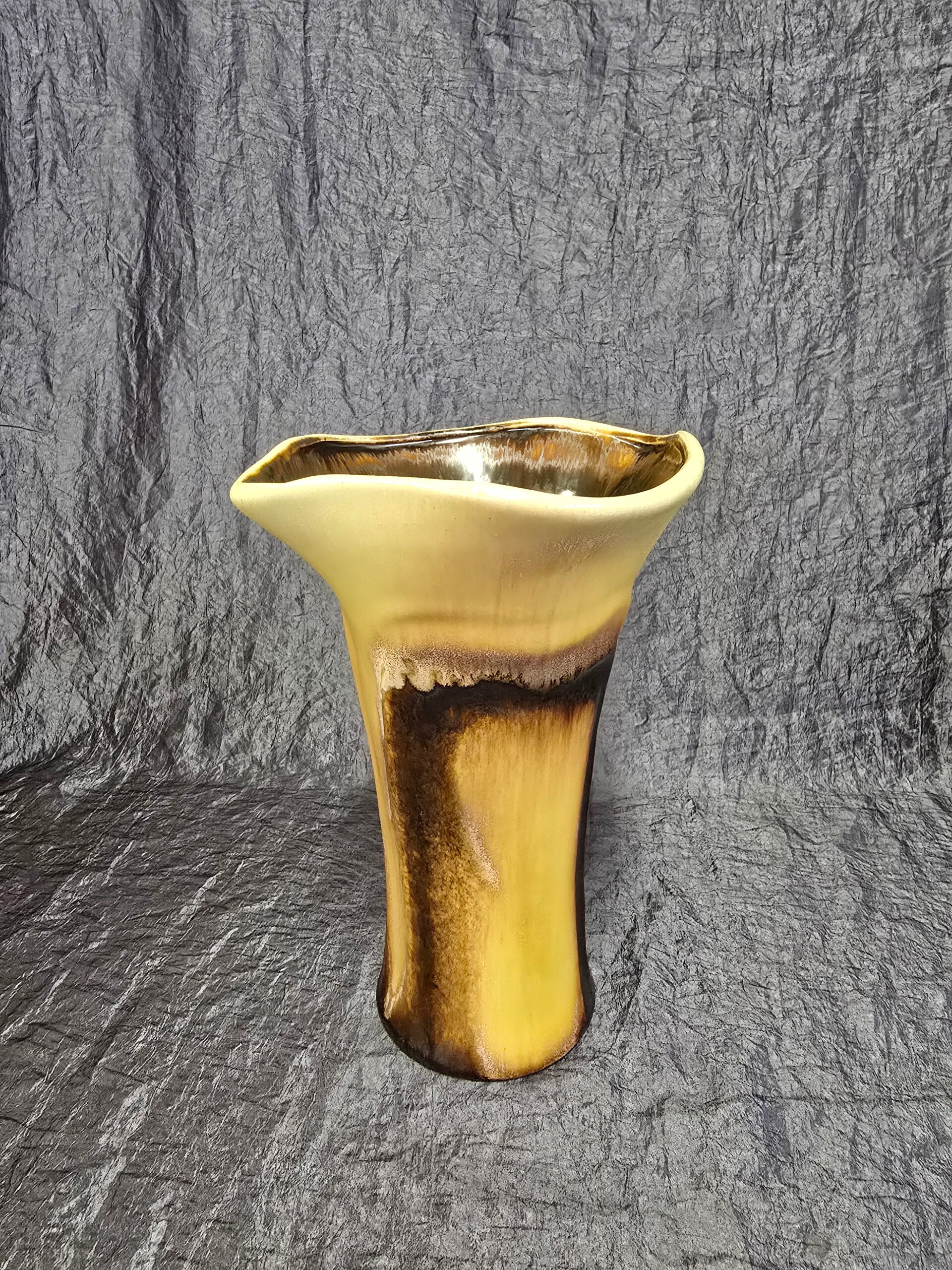 Vintage Vase Keramik Braun Creme