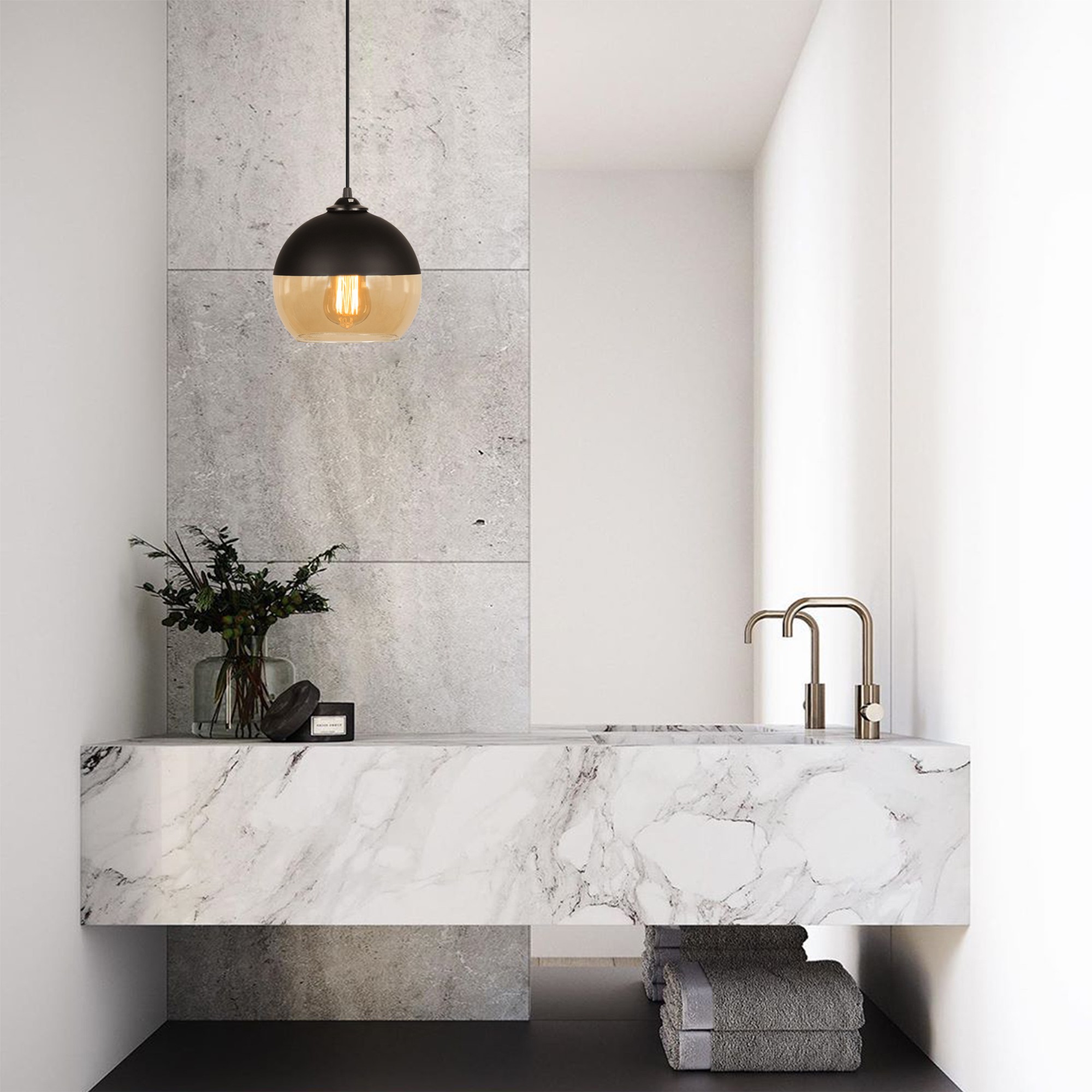 Ceiling light Metal Black Honey-colored Ø 20cm