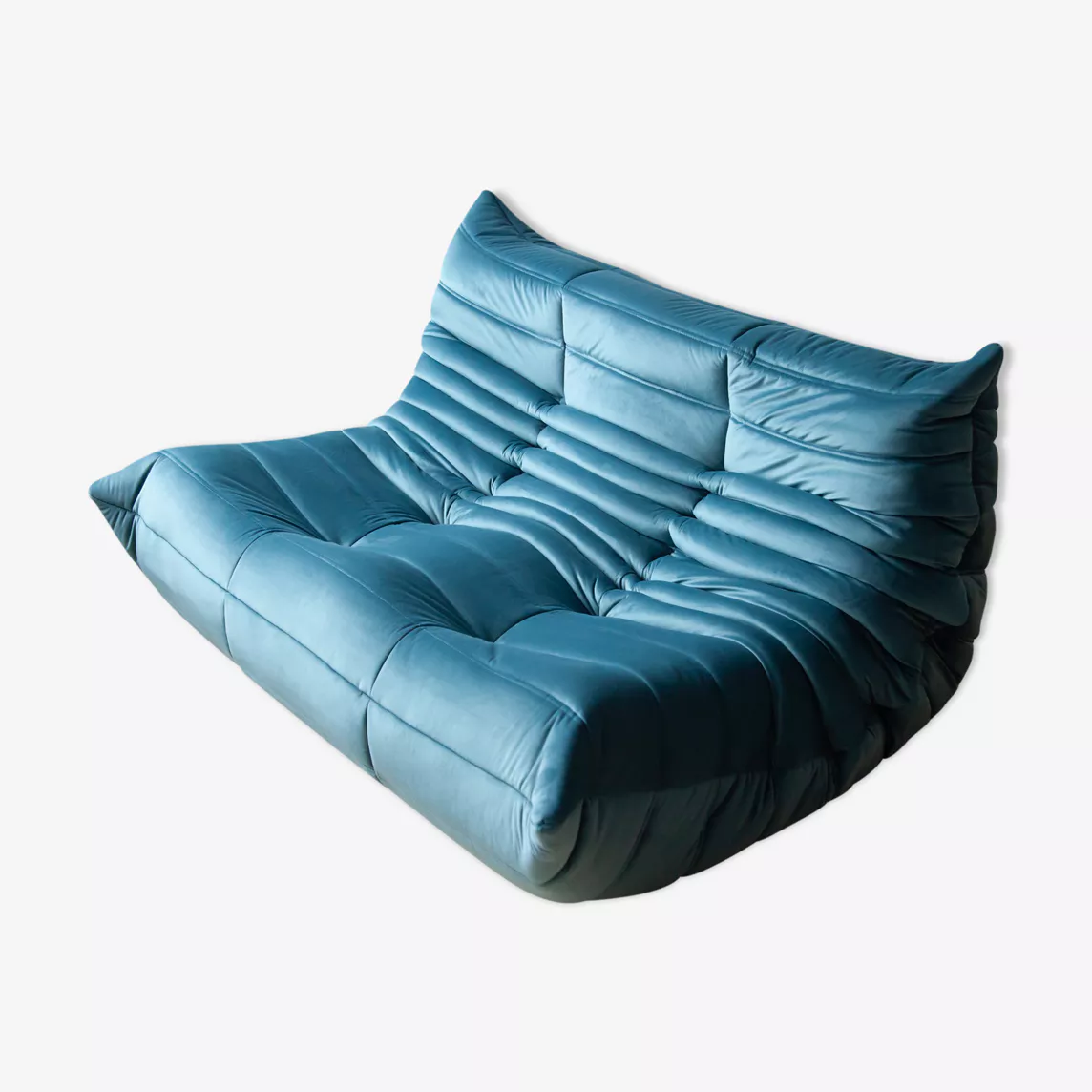 Togo Sofa 2-Sitzer Samt Meerblau