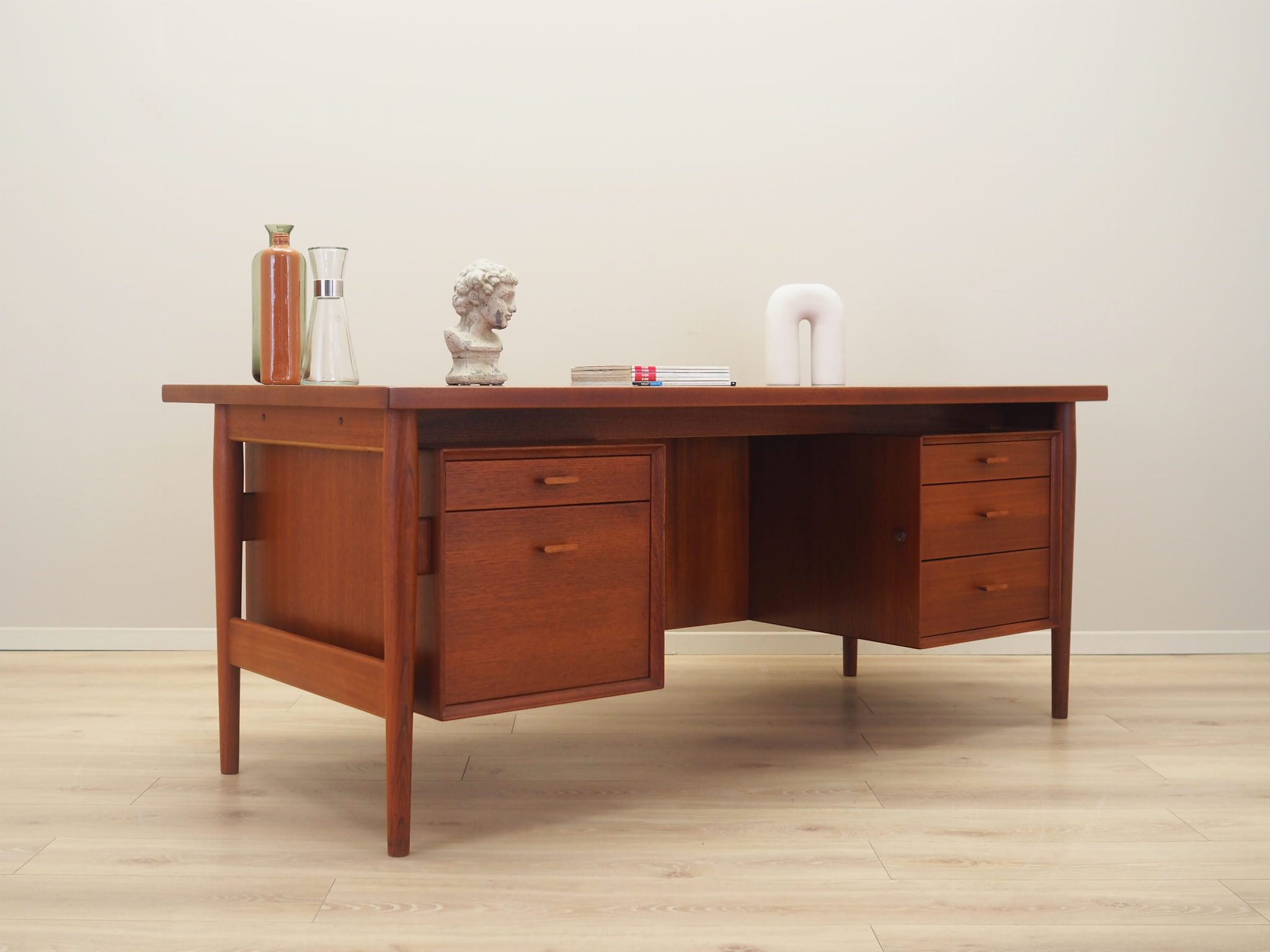 Desk Teak Wood Brown 1960s