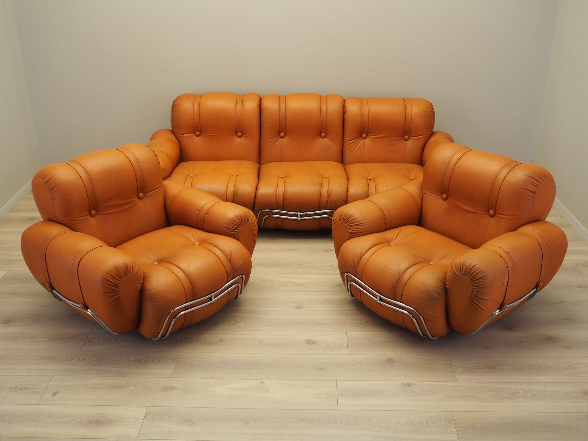 Space Age 3-Sitzer Sofa Orange 1960er Jahre