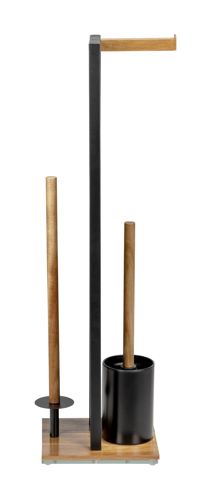 Rivalta Toilet Brush Set Steel Acacia Brown