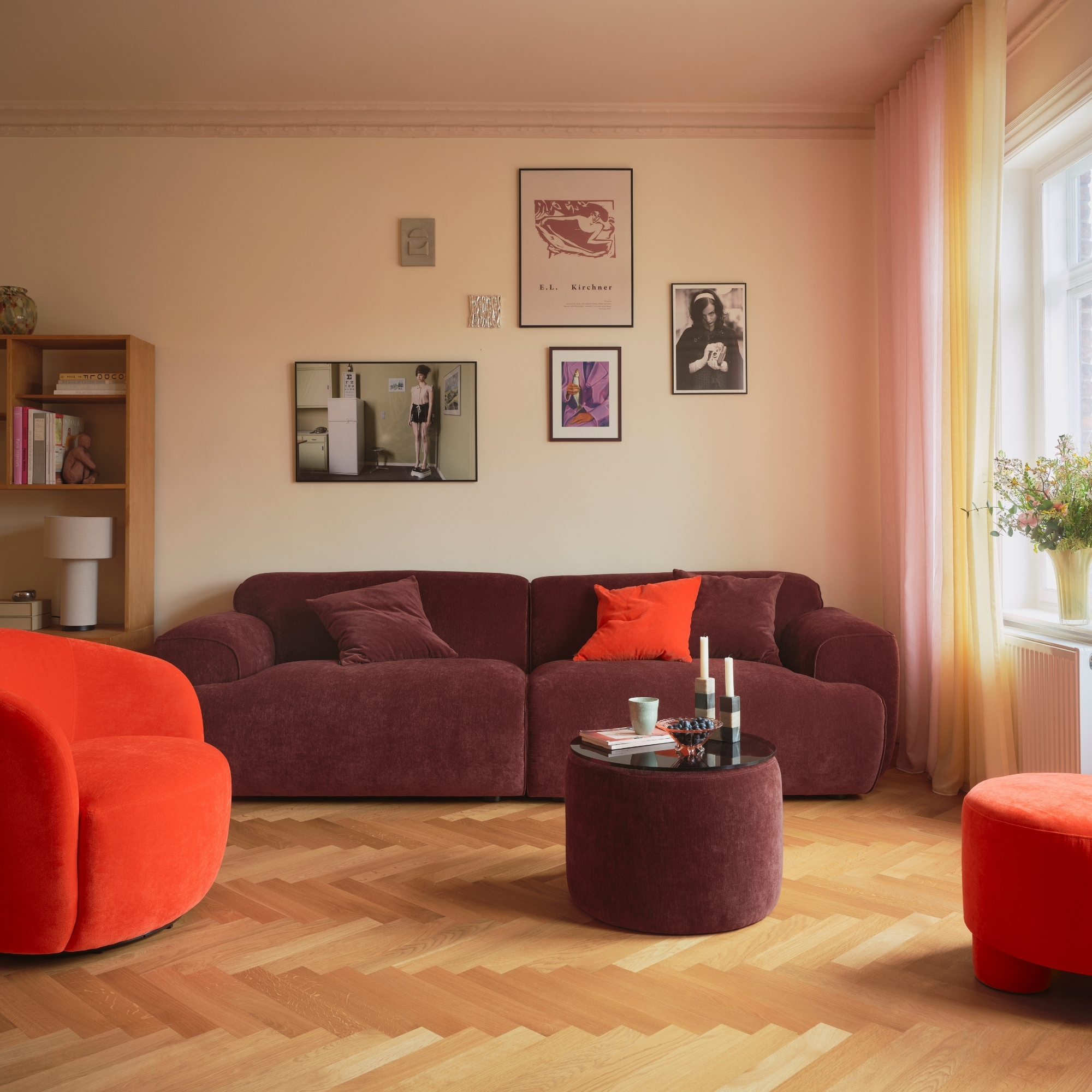 Greta Sofa 3-Sitzer Moss Burgundy