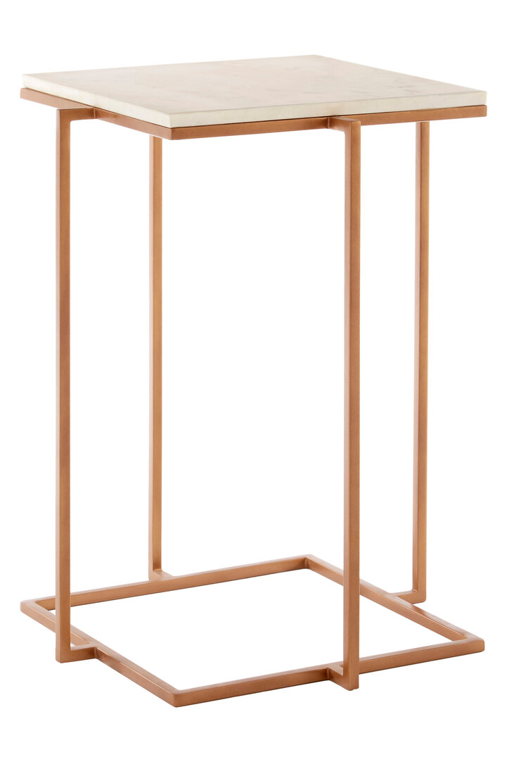 Shalimar Side Table Metal Stone Gold White