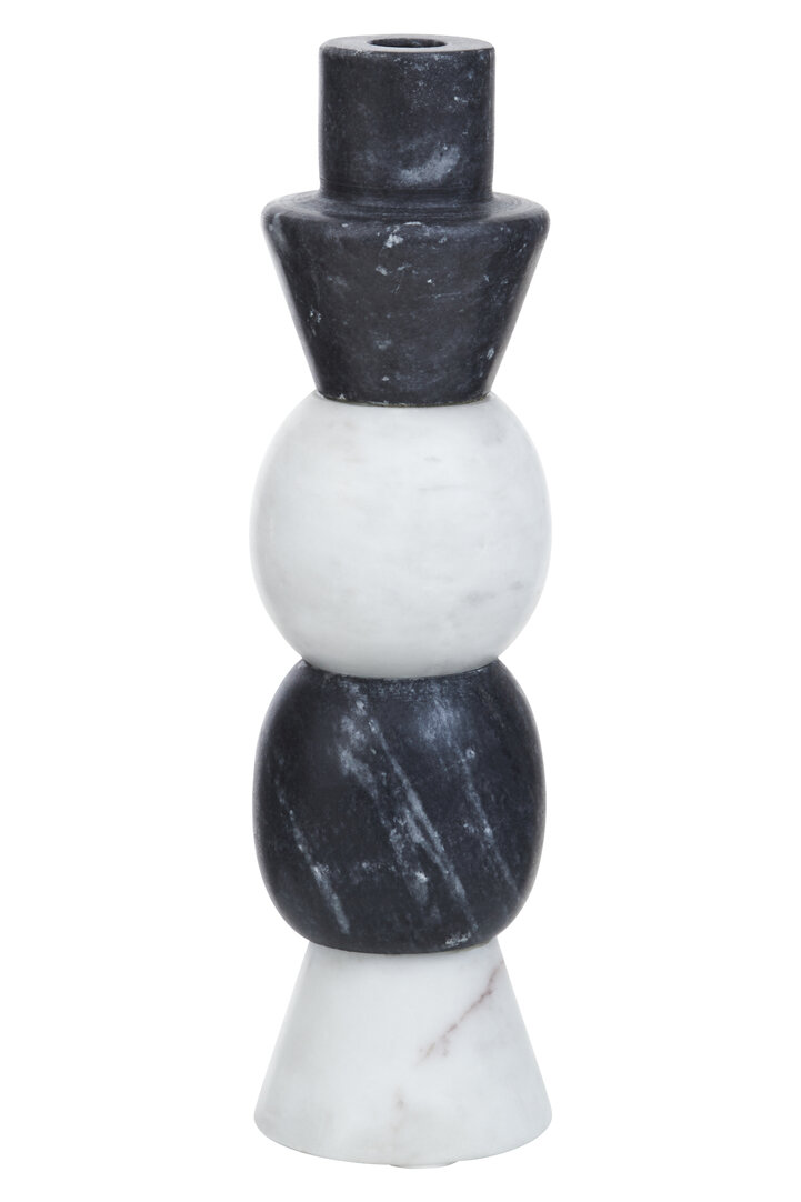 Oxana Multi-layered Candle Holder Marble Black White