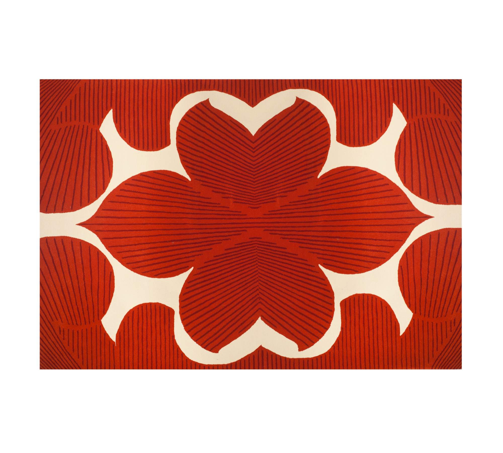 Handgetufteter Wollteppich Lotus Rot Ecru 230 x 300 cm