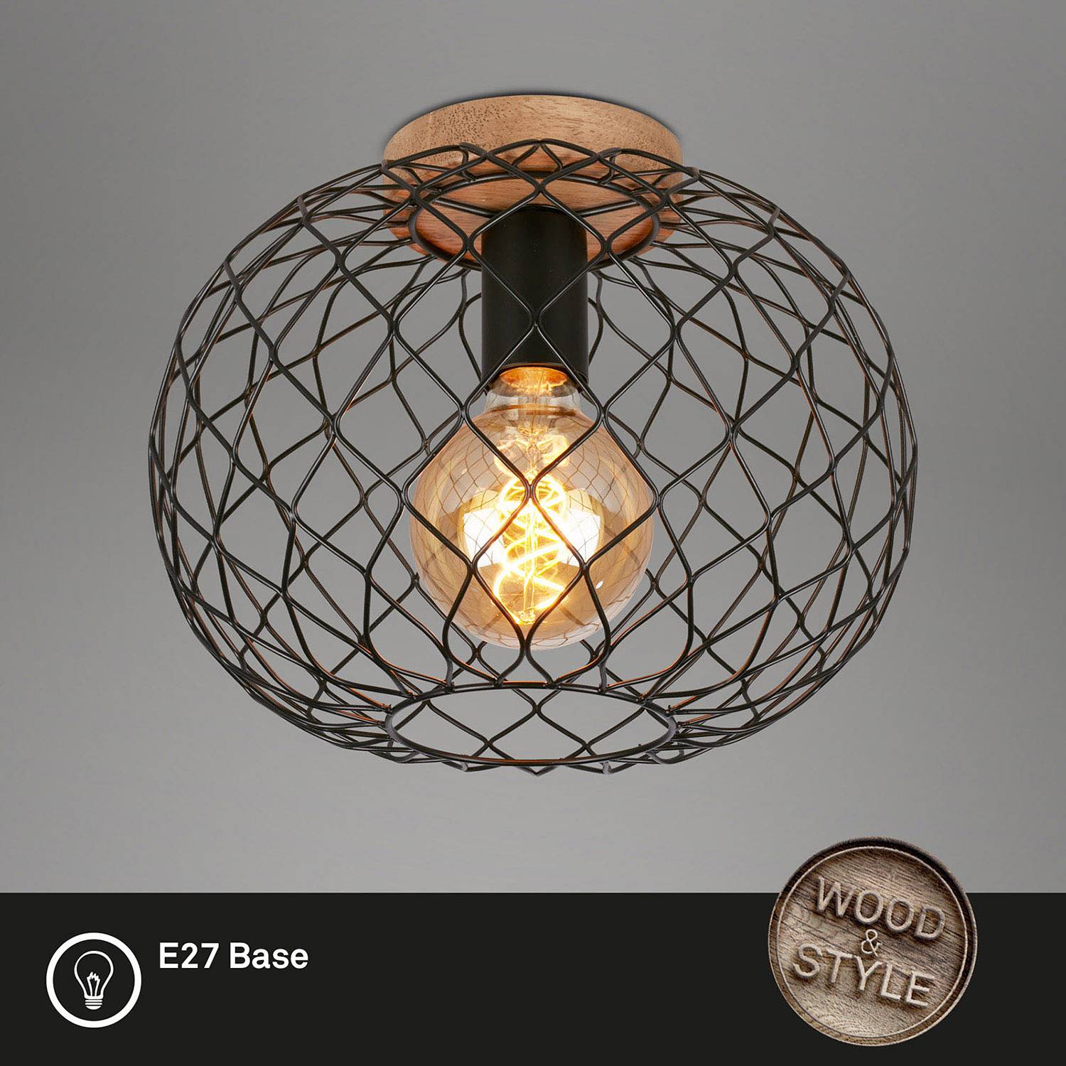 Winki Ceiling Light Iron Rubber Tree 1-Light