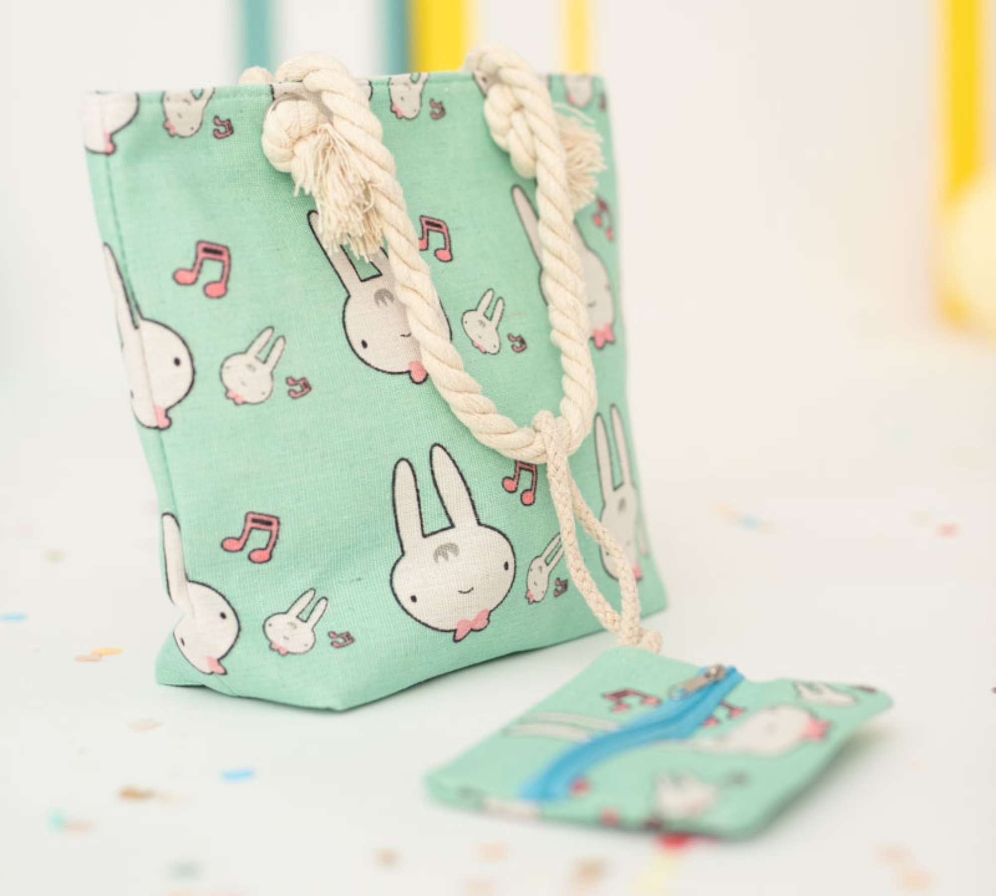 Hase Sommertasche Textil Mehrfarbig