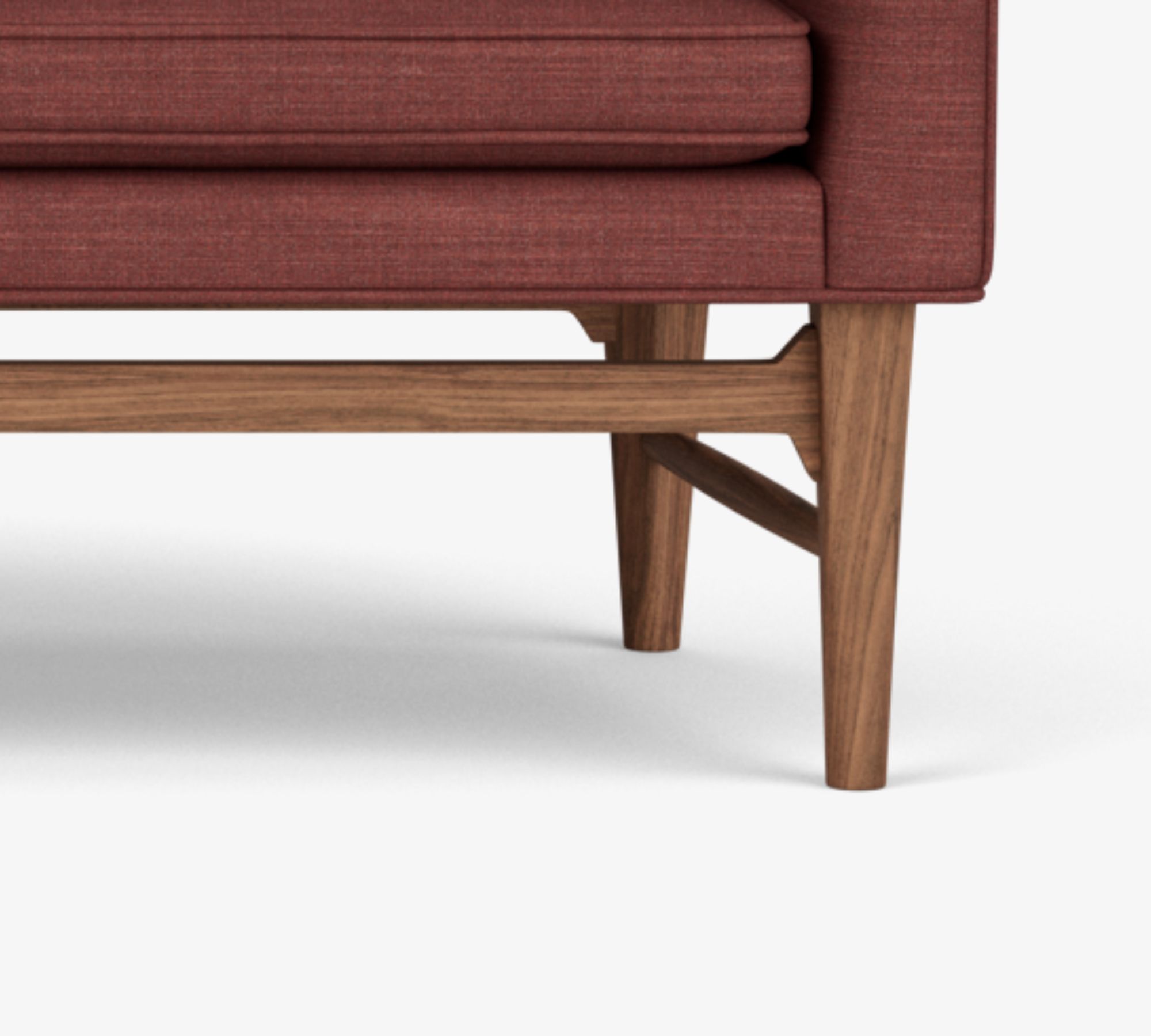 Mayor AJ6 Sofa Samt Walnussholz Blau