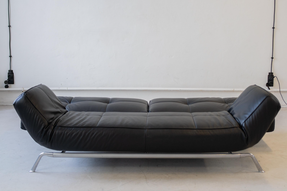 Vintage Pascal Mourgue Smala Sofa und Hocker Schwarz