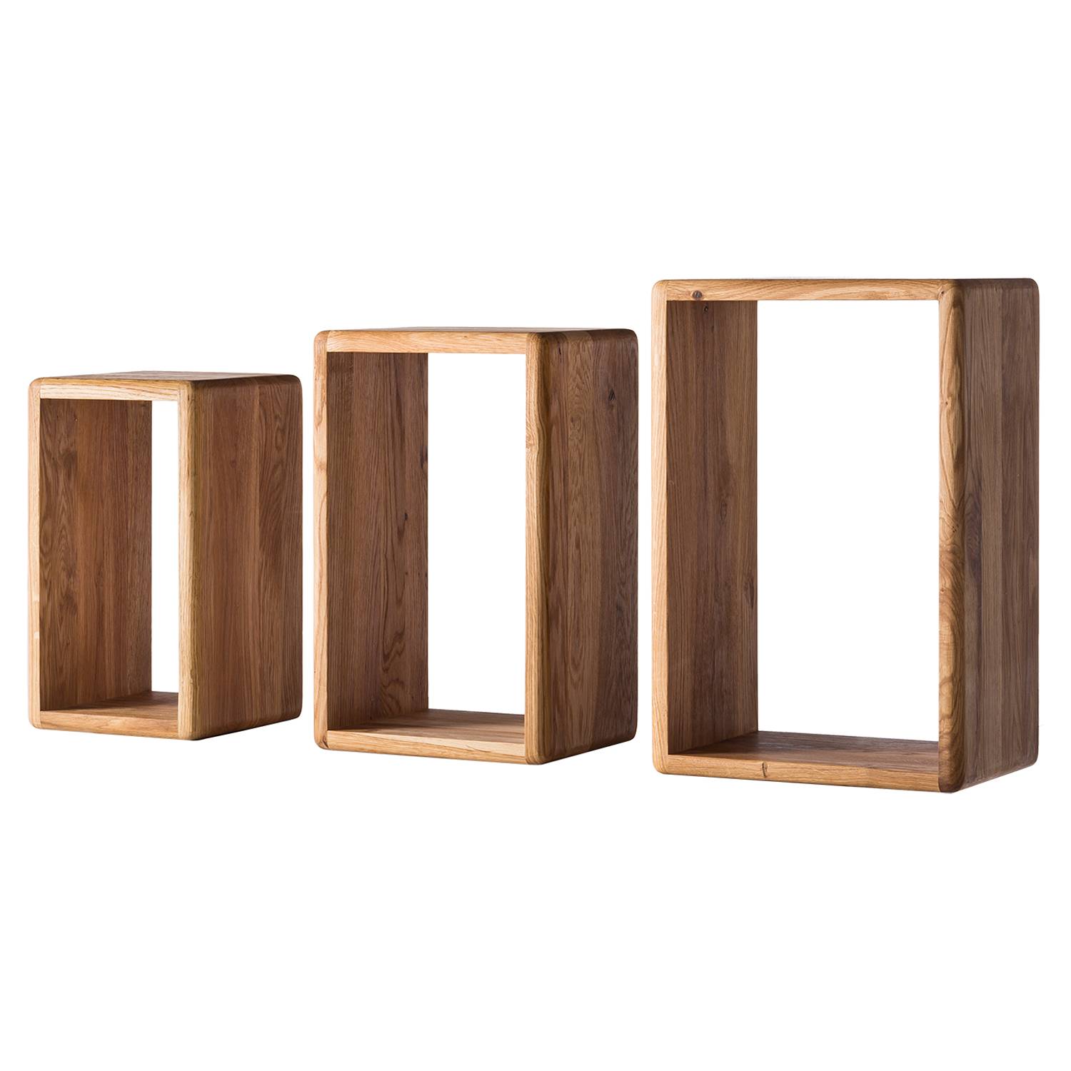 3x Wandregal Anamur Eiche massiv