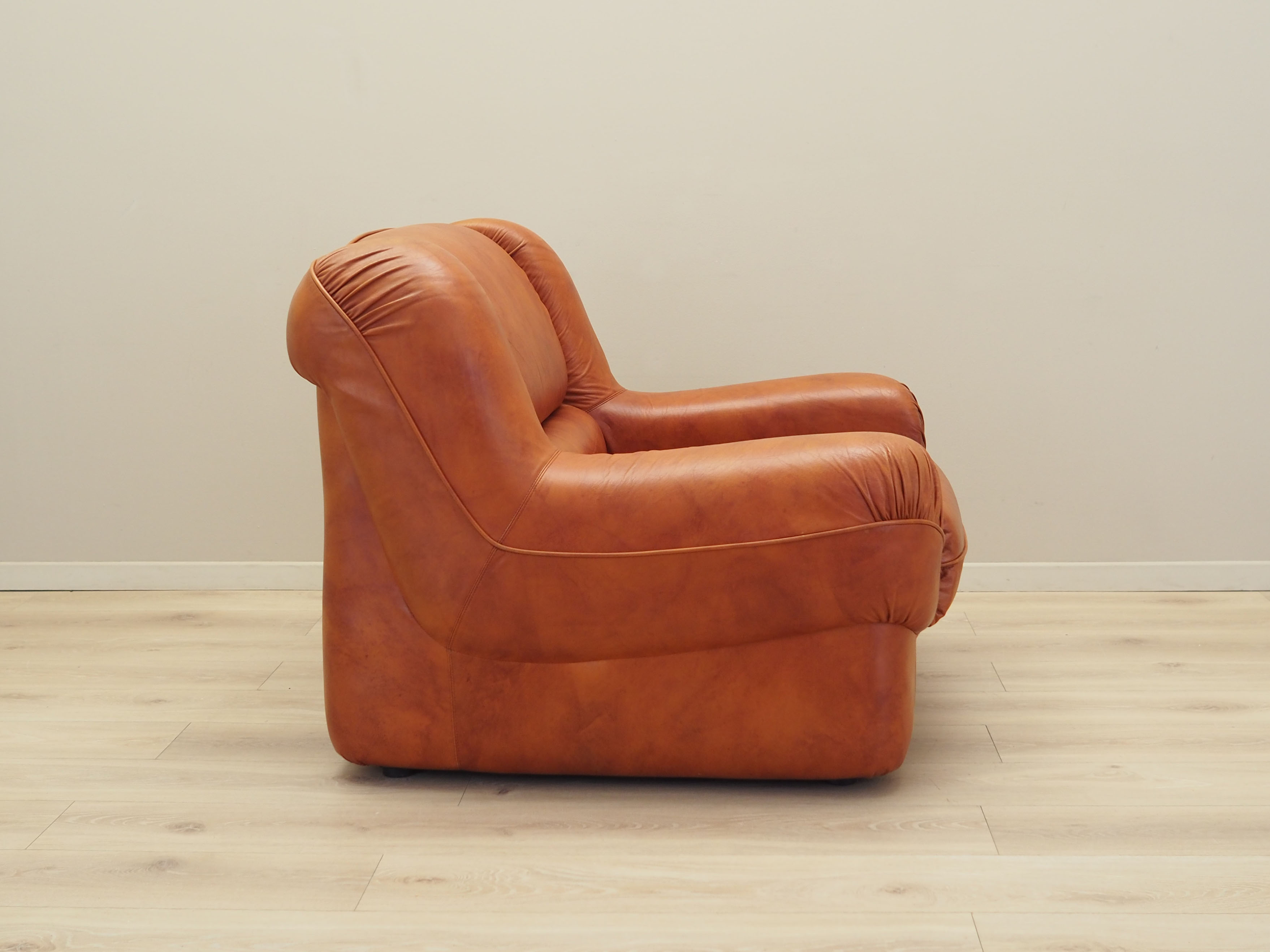 Sessel Leder Braun 1970er Jahre