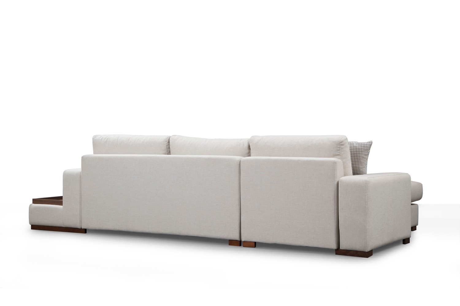 Modernes Sofa Récamiere Links Creme mit Tisch