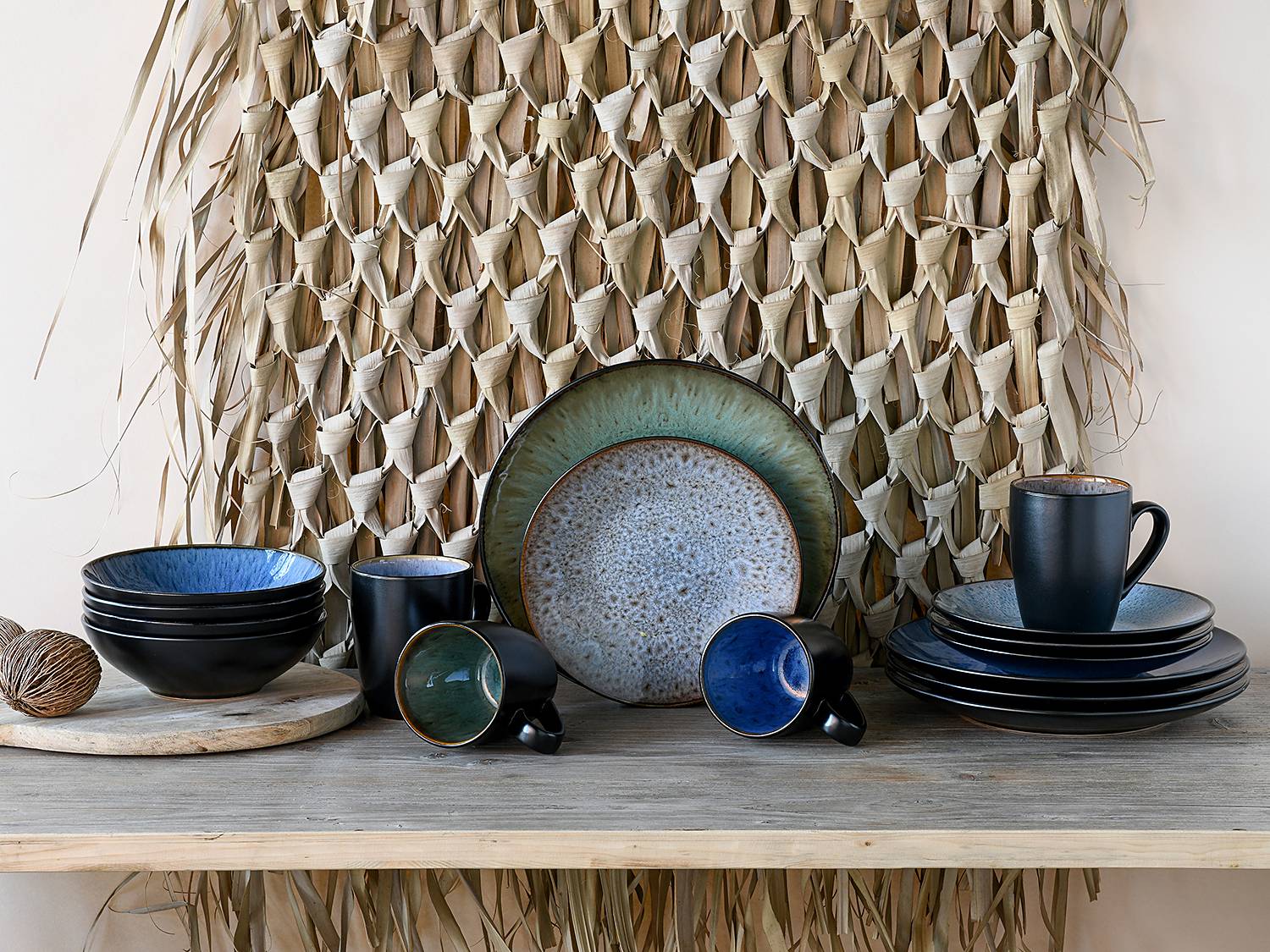 16-Piece Bali Combi-Service Stoneware Multicolor