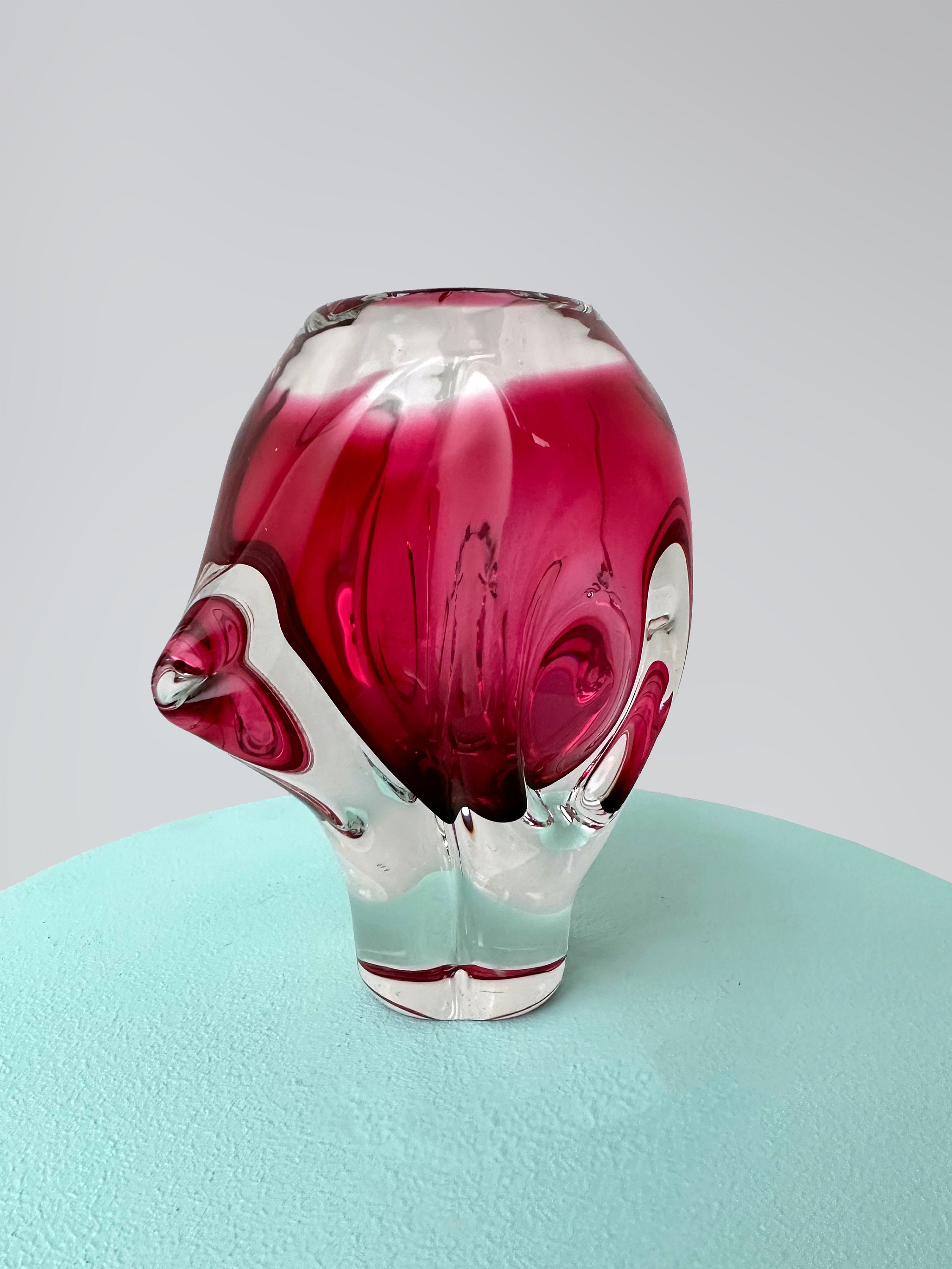 Vintage Vase Glas Rot